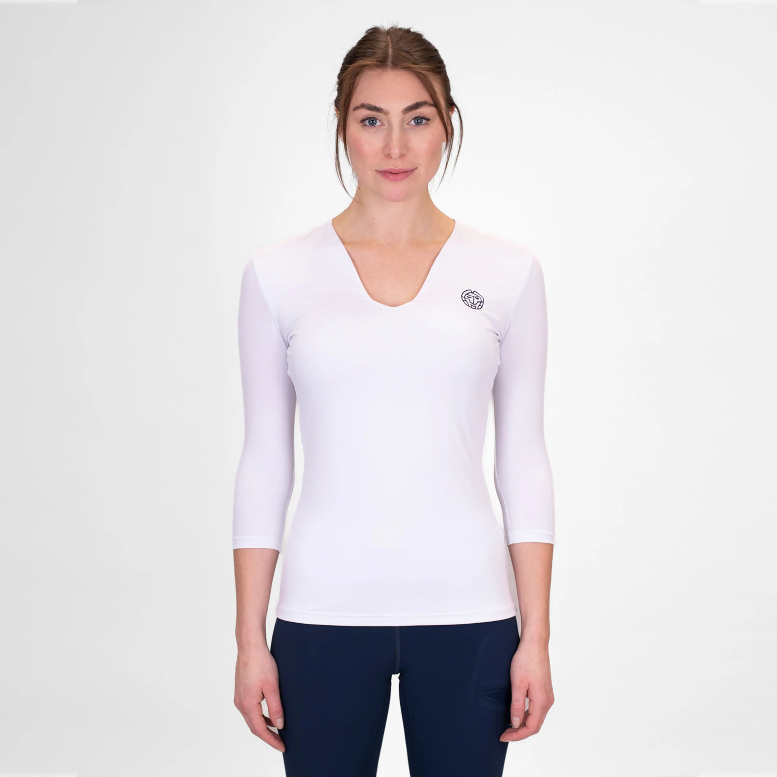 Crew V-Neck Longsleeve Damen-Weiß