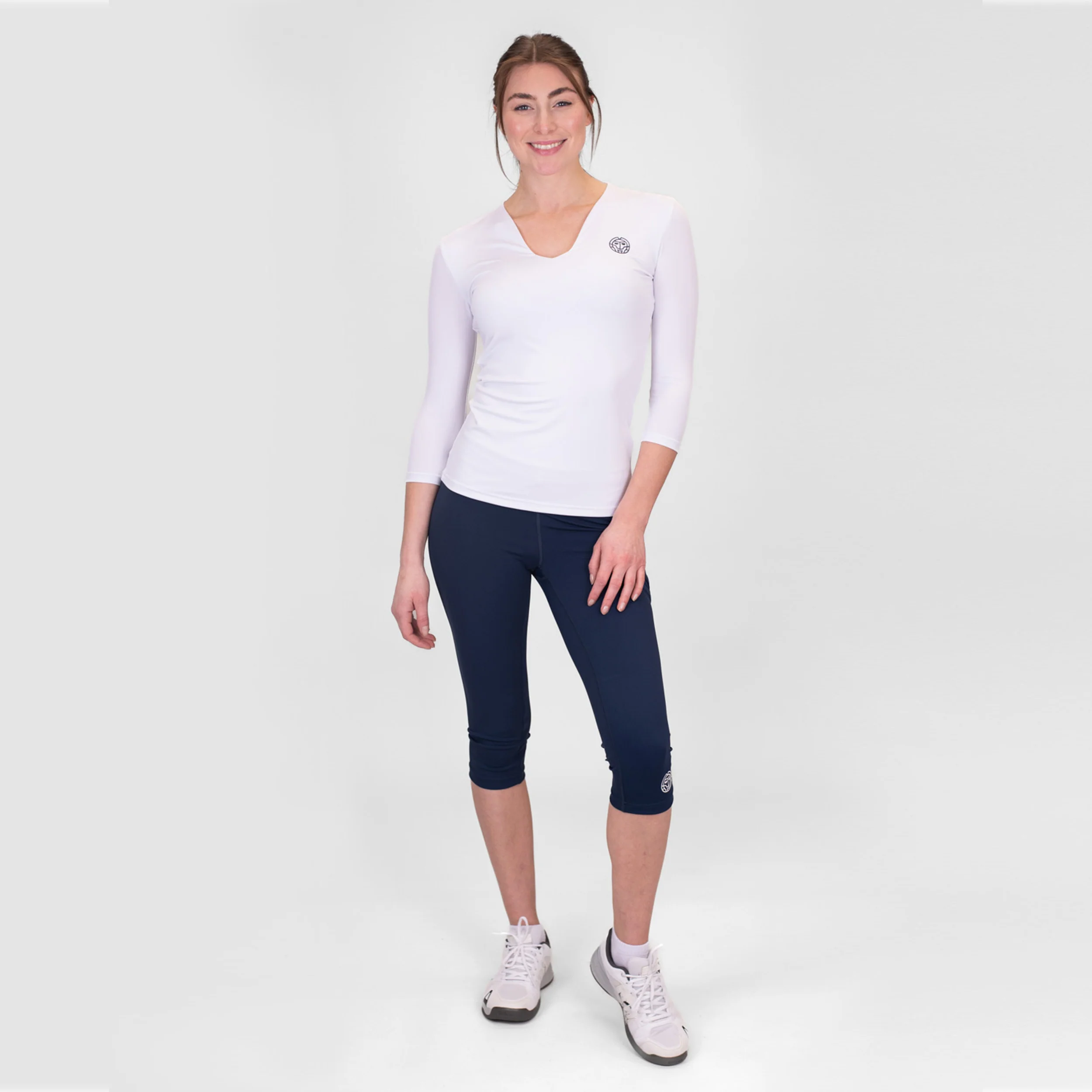 Crew V-Neck Longsleeve Damen-Weiß - Image 4