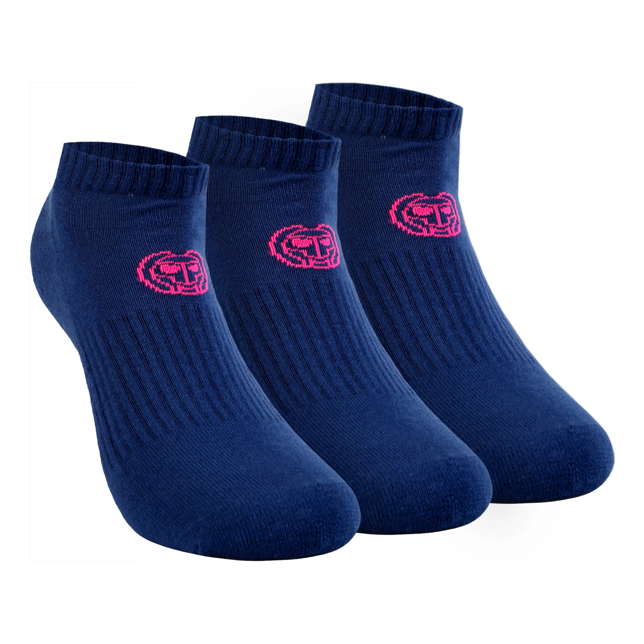 Leana No Show Tech Sportsocken 3er Pack Damen-Dunkelblau,Pink