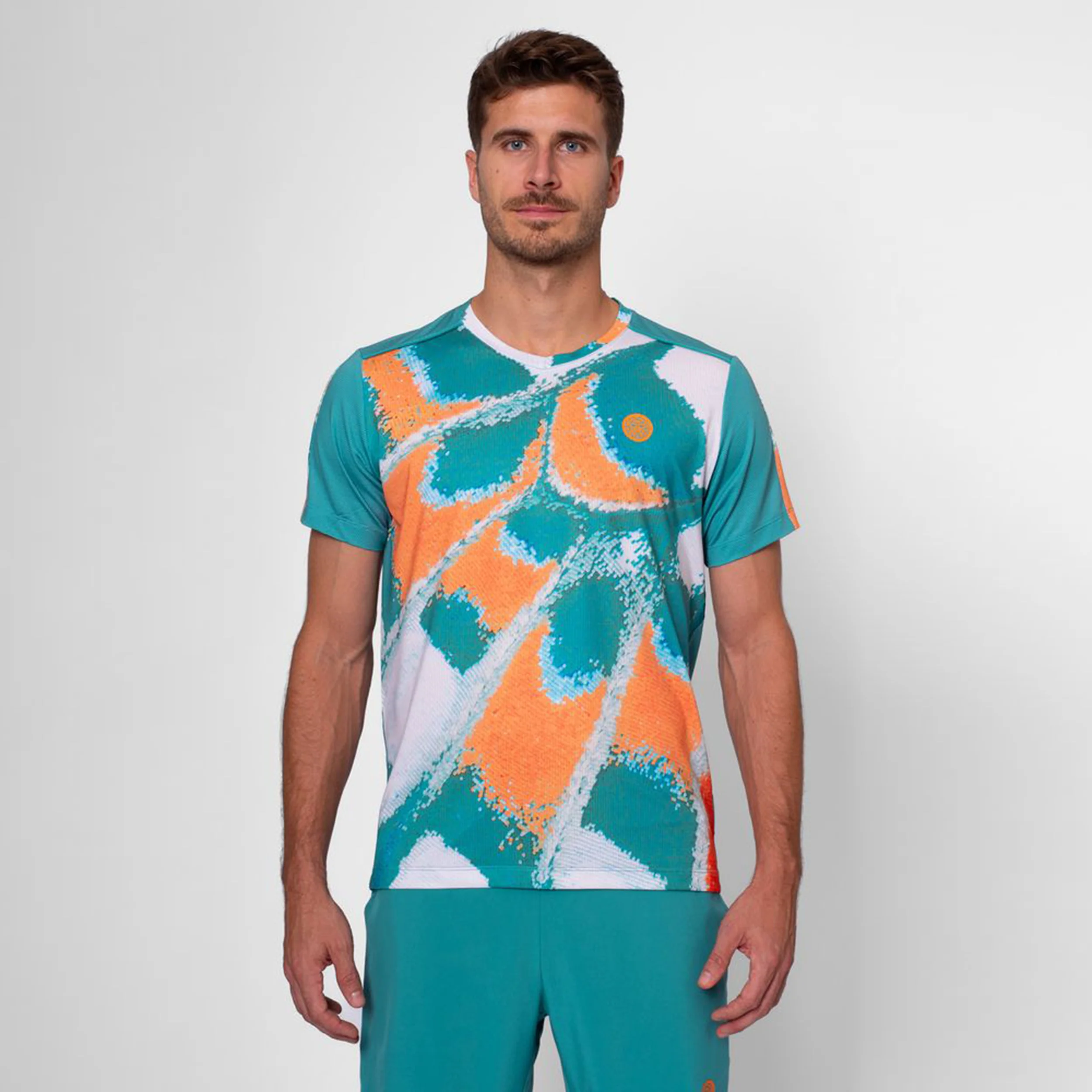 Melbourne 2025 V-Neck T-Shirt Herren-Petrol,Orange - Image 3