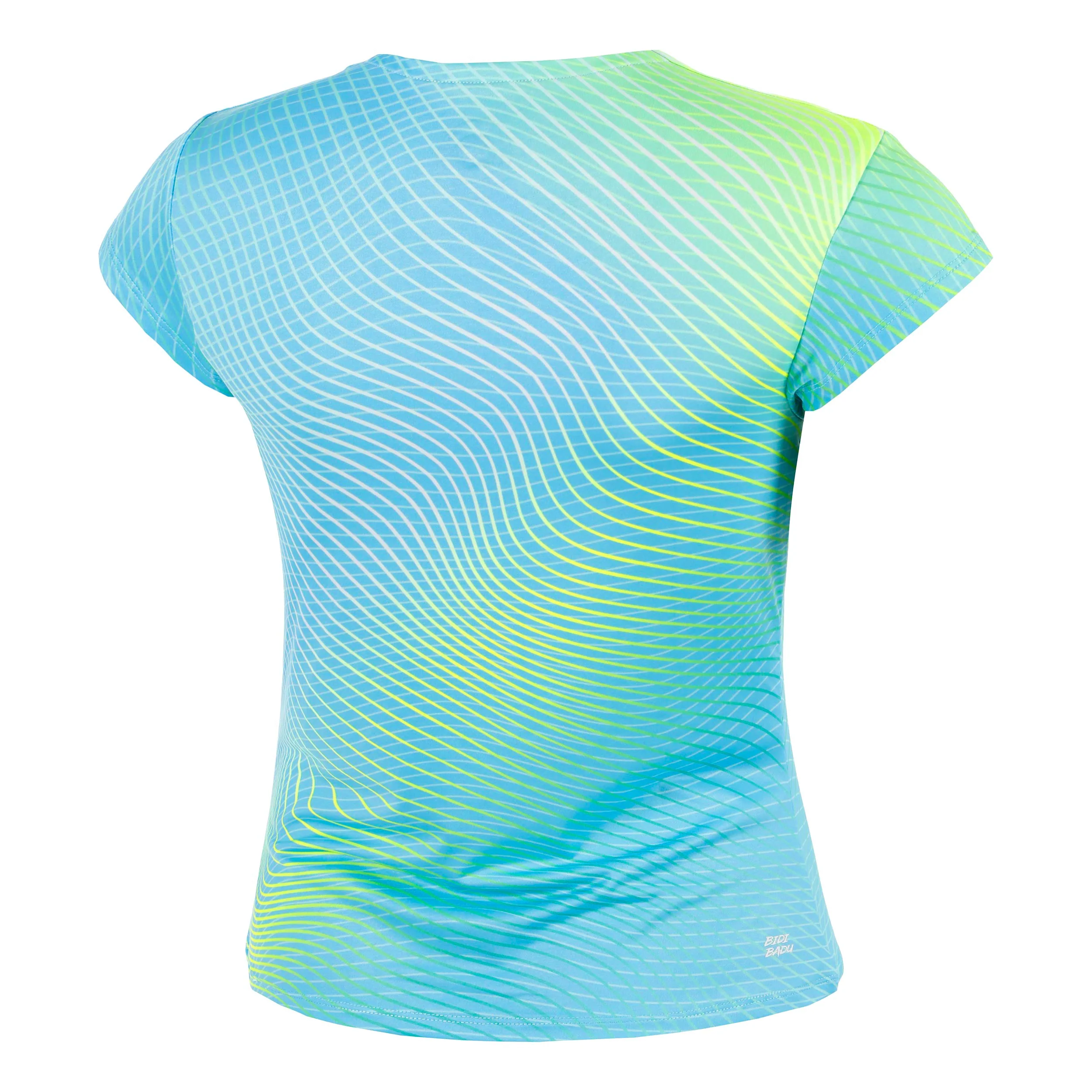 Out of Control V-Neck T-Shirt Damen-hellblau, neongelb - Image 2