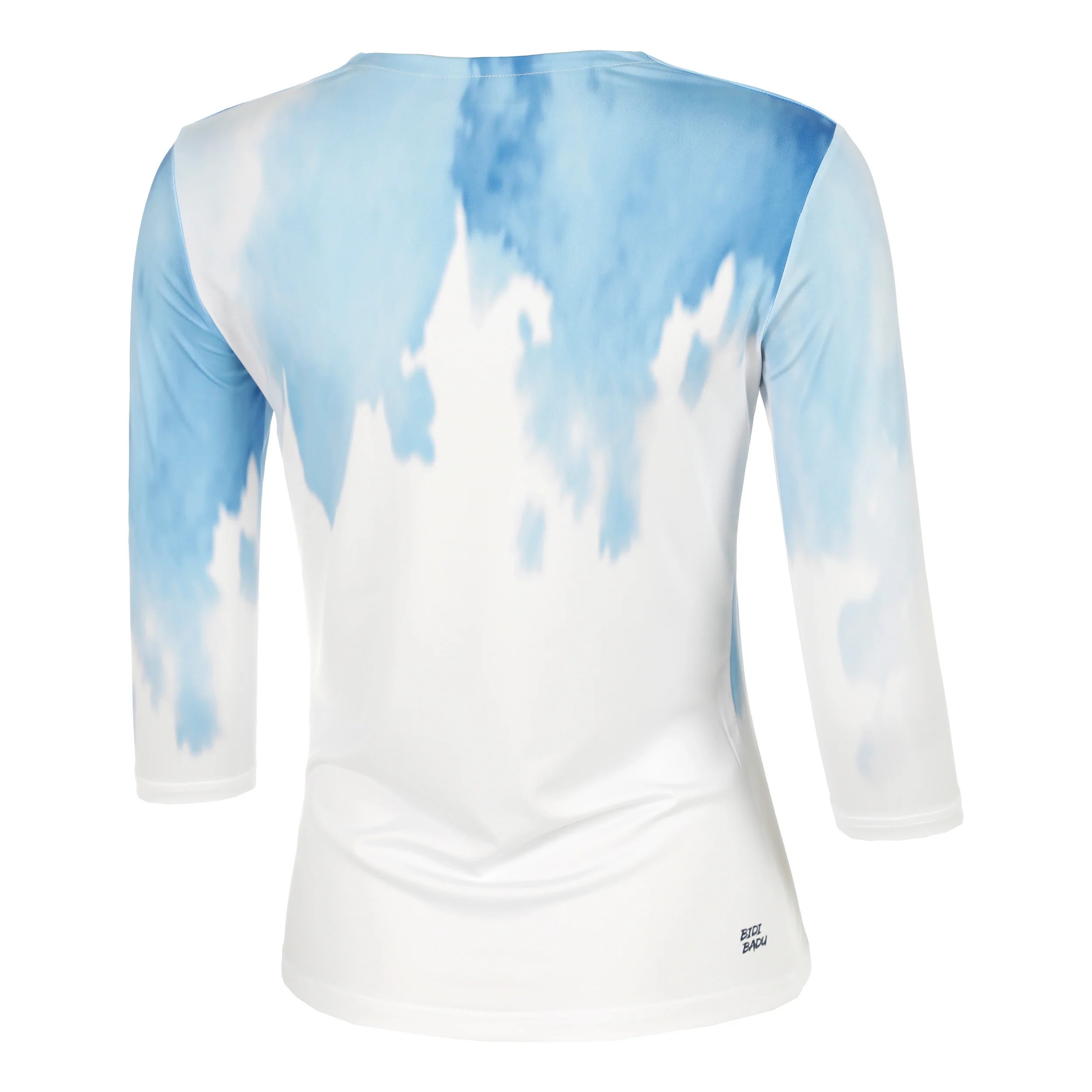 Watercolour V-Neck Longsleeve Damen-Weiß,Blau - Image 2
