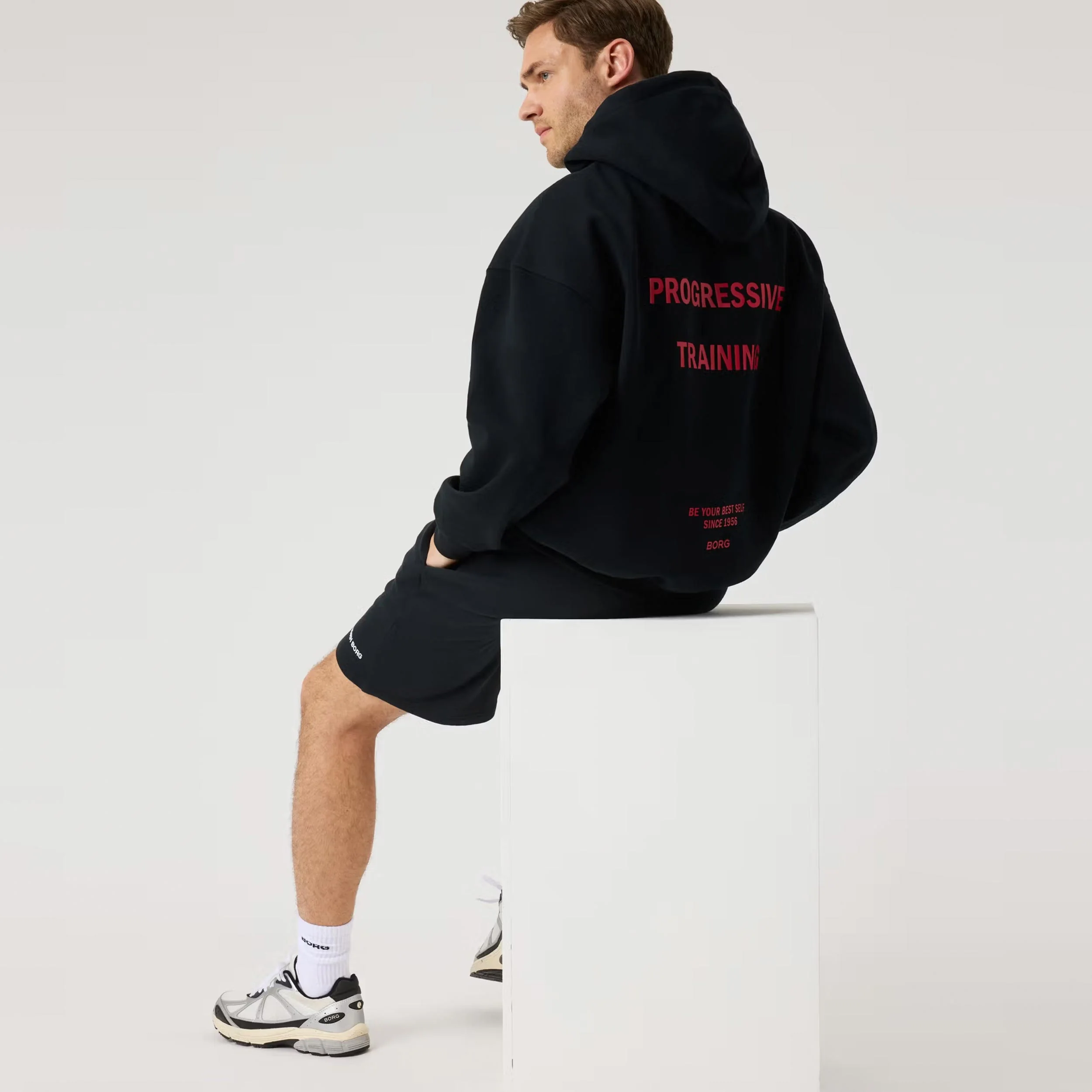 Borg Oversized Hoody Herren - schwarz - Image 4