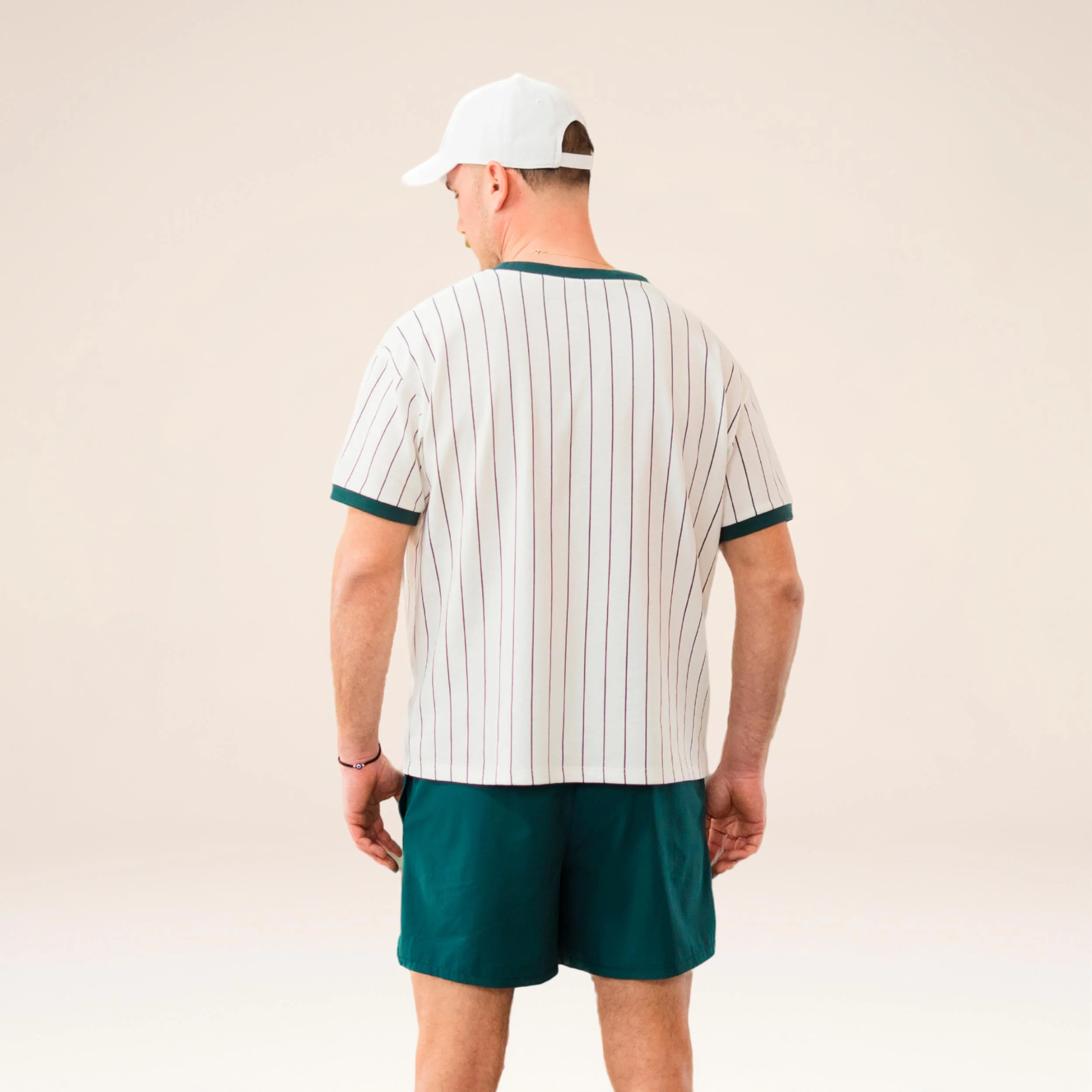 AD-IN Stripes 2.0 T-Shirt Unisex - offwhite, dunkelgrün - Image 3