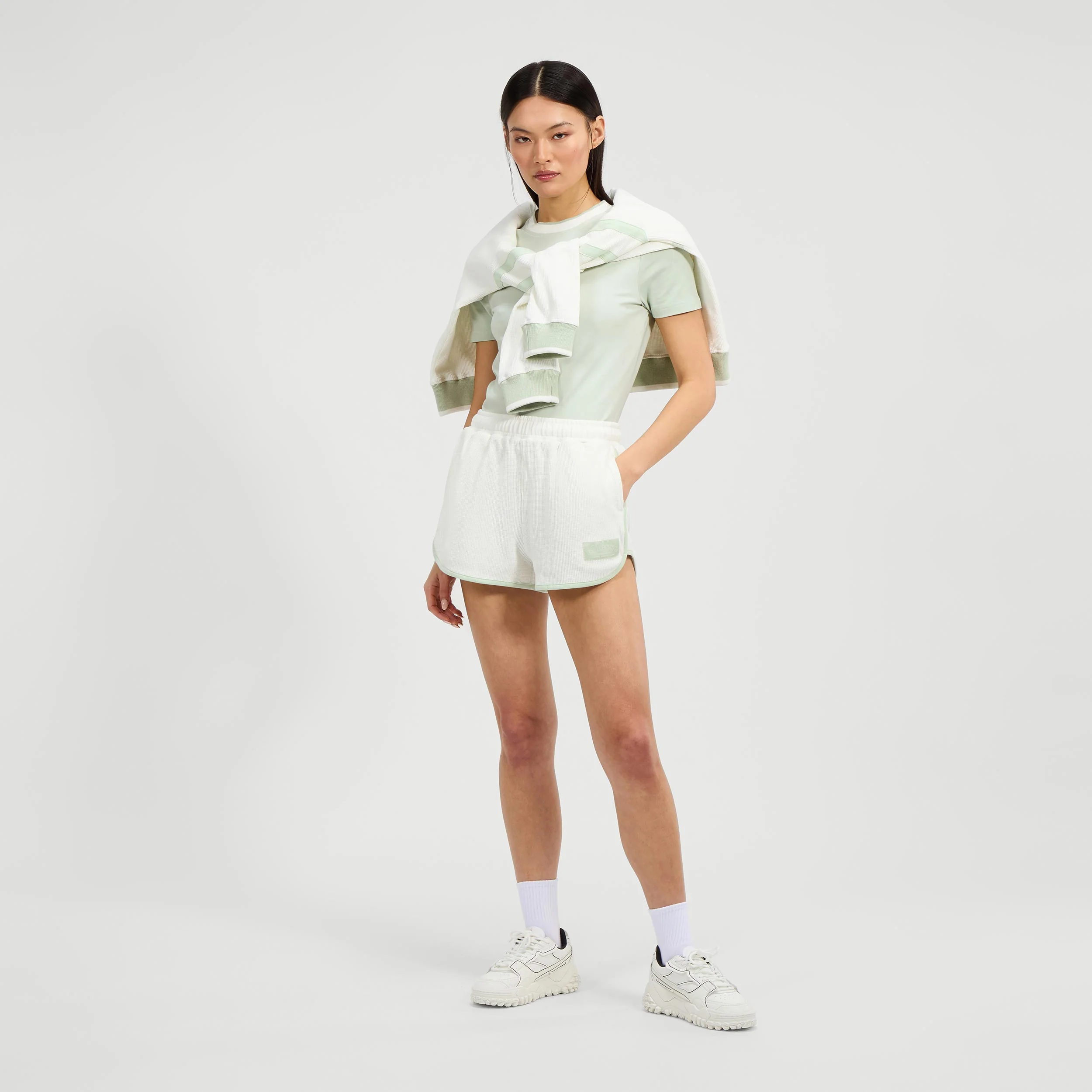 Hallsat Shorts Damen-Creme,Salbei - Image 5