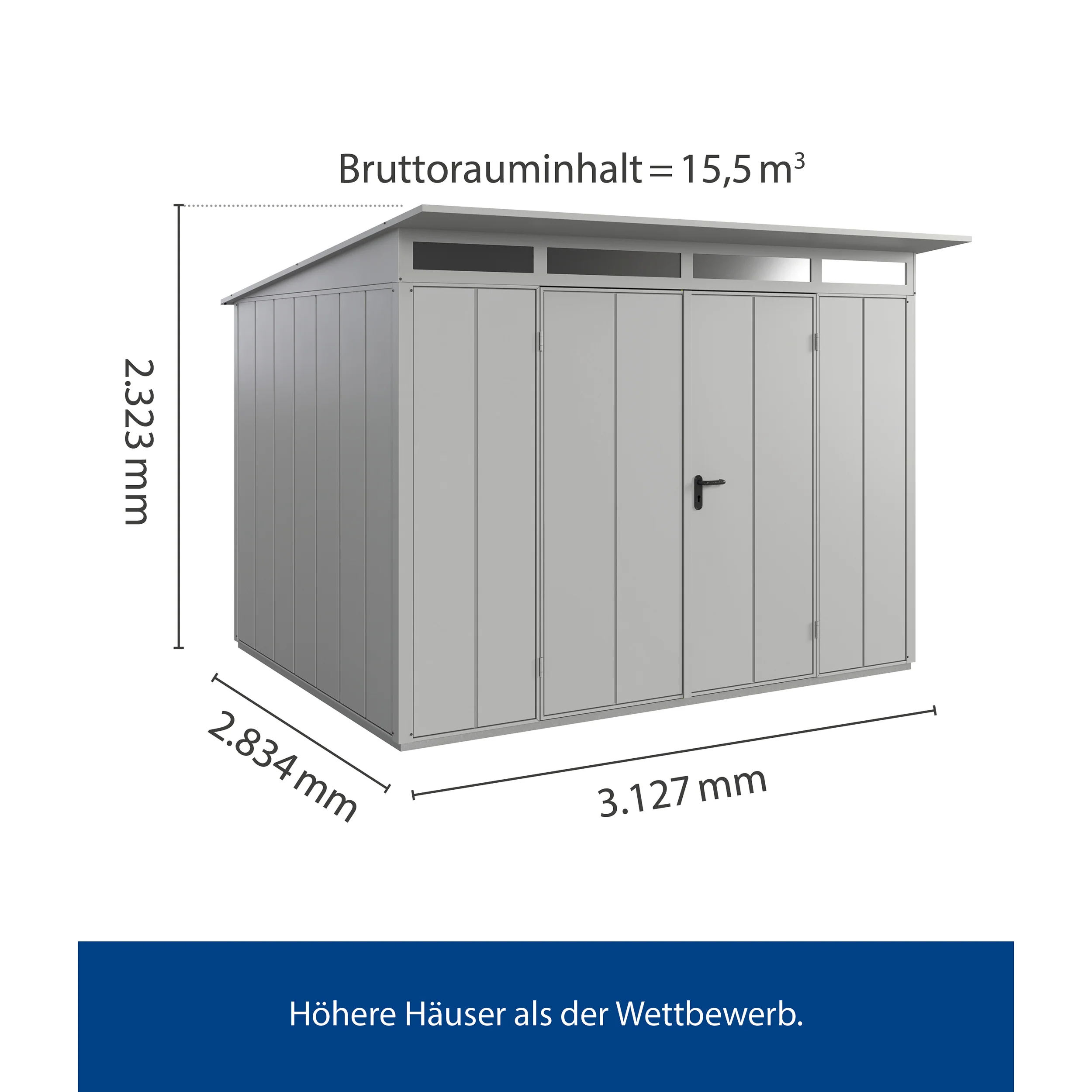 Set Berry Modern-P,Typ 3 Gerätehaus-Weißaluminium - Image 4
