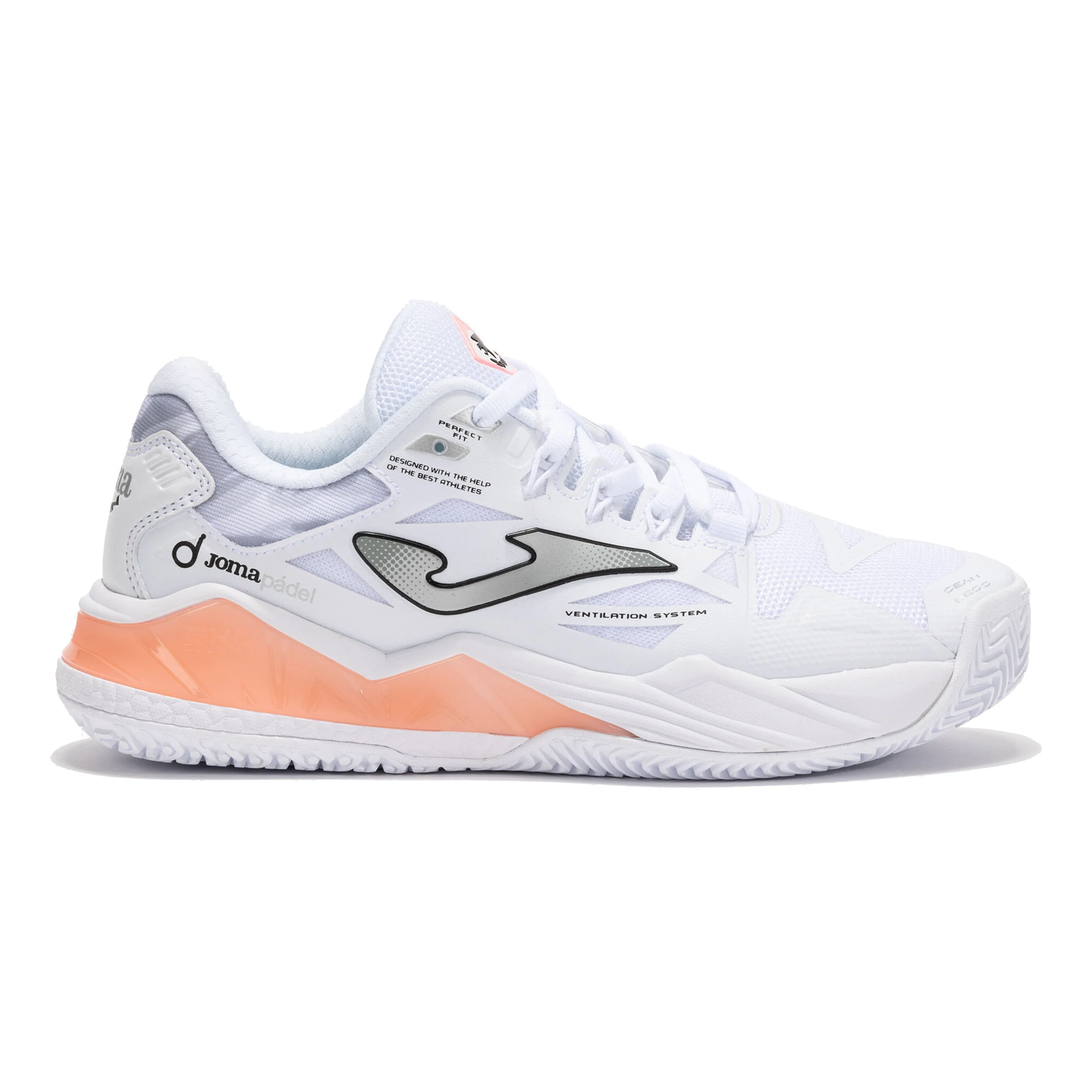 Spin Padelschuh Damen - weiß, koralle