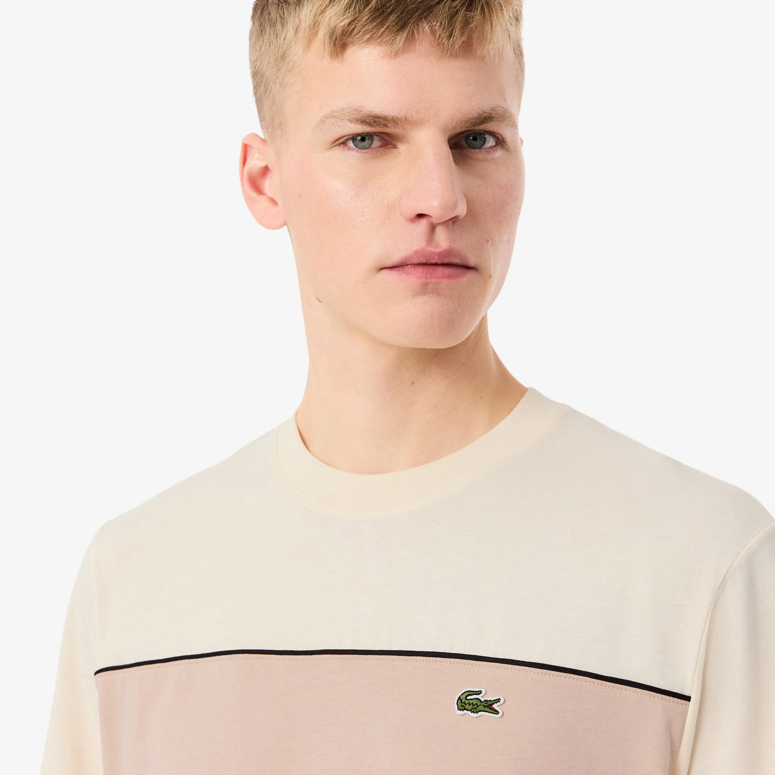 Colorblock T-Shirt Herren - creme, beige - Image 3