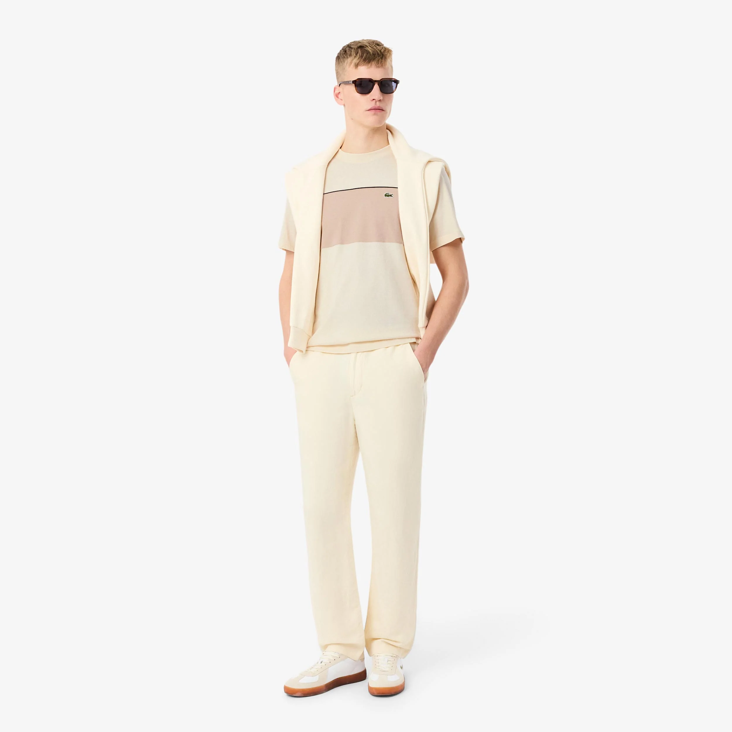Colorblock T-Shirt Herren - creme, beige - Image 4
