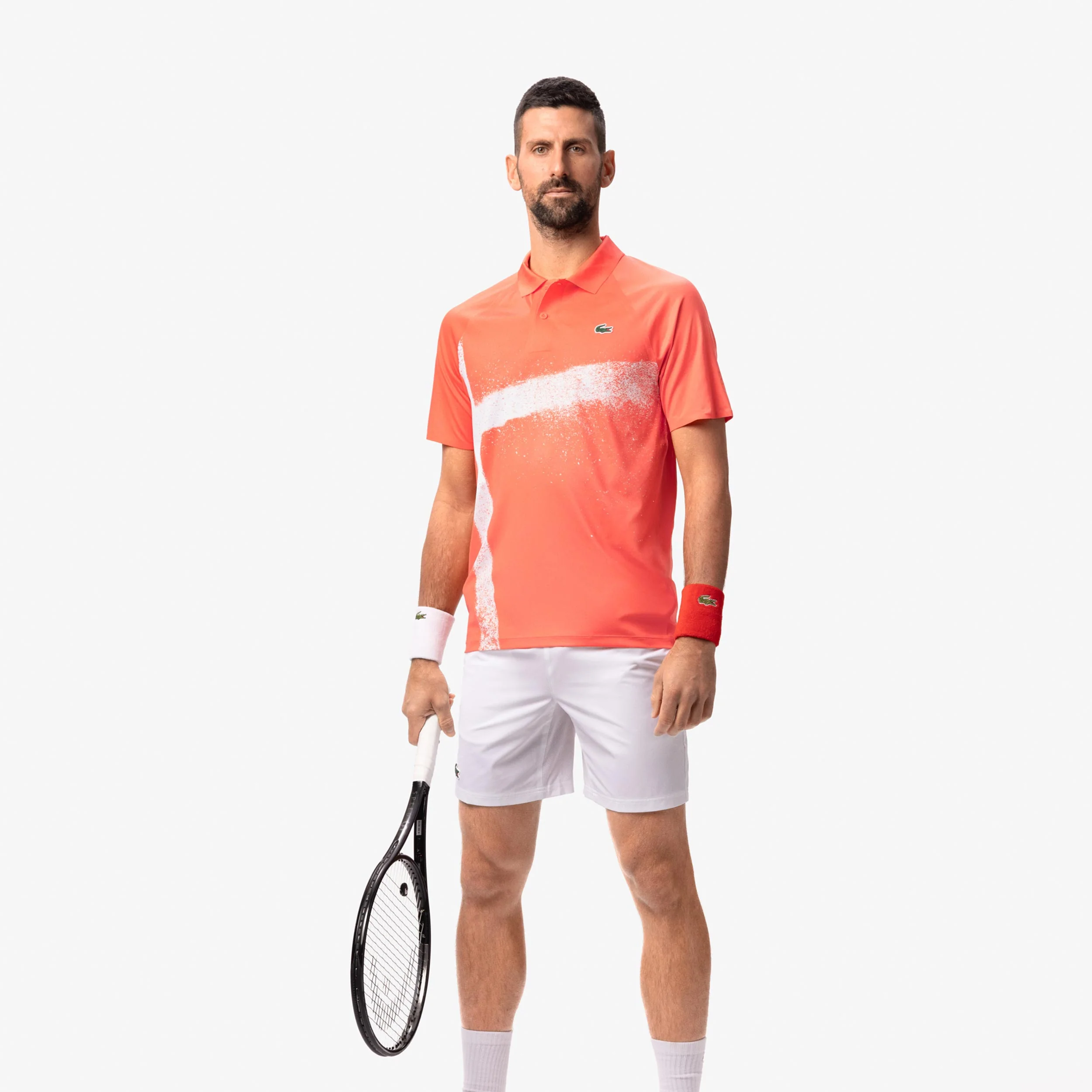 Djokovic Polo Herren-Koralle,Weiß - Image 2