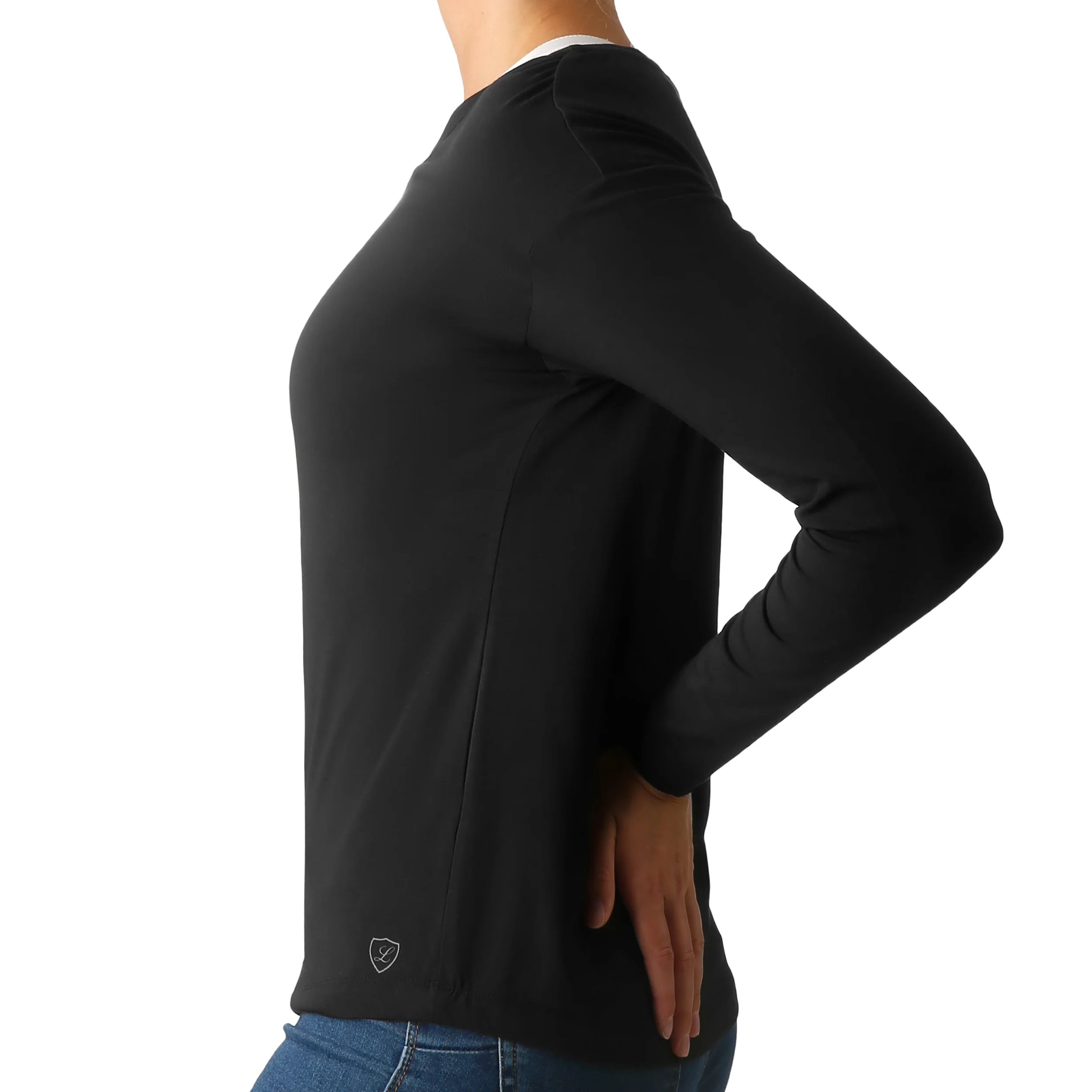 Laura Longsleeve Damen - schwarz, silber - Image 3