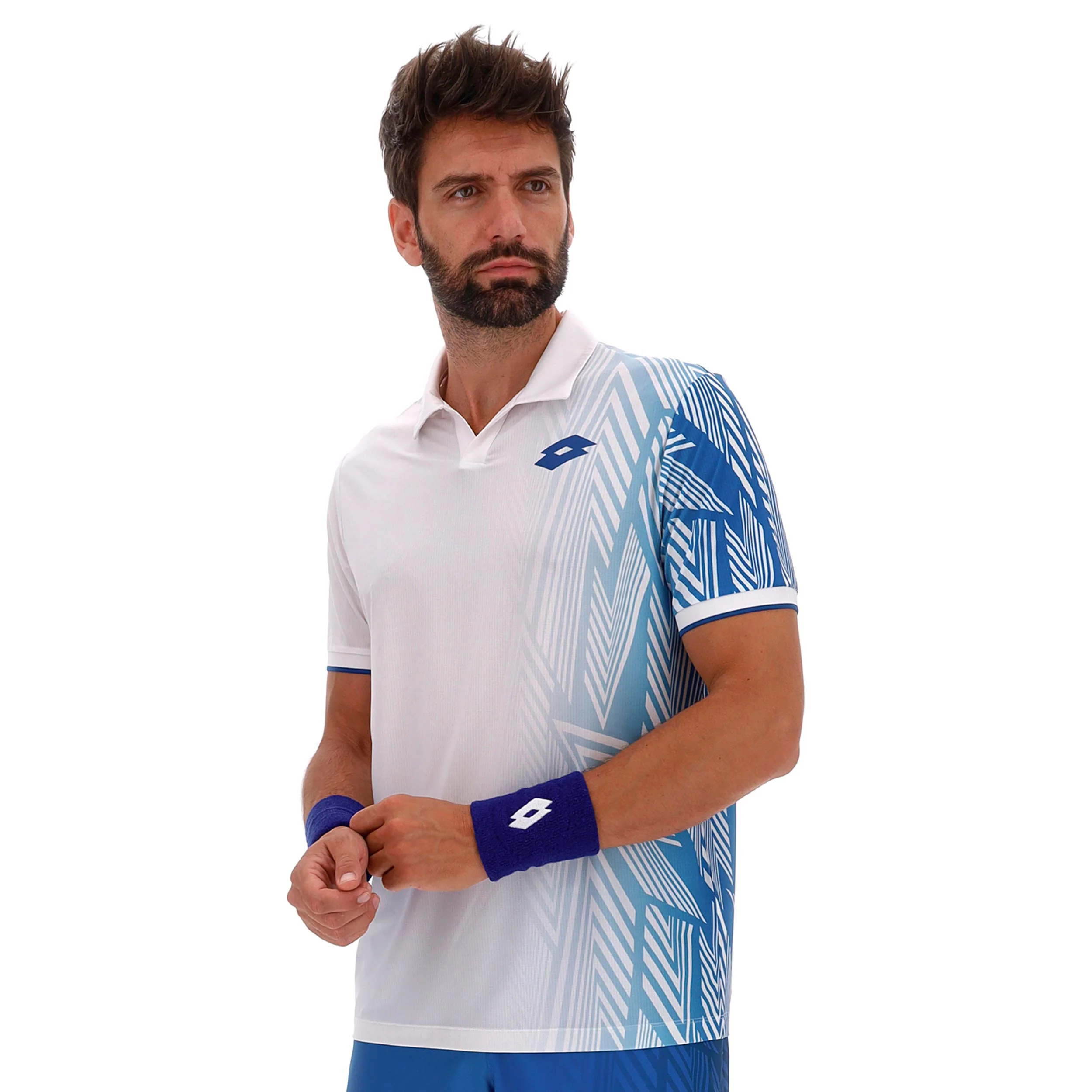 Tech VI Polo Herren - weiß, hellblau