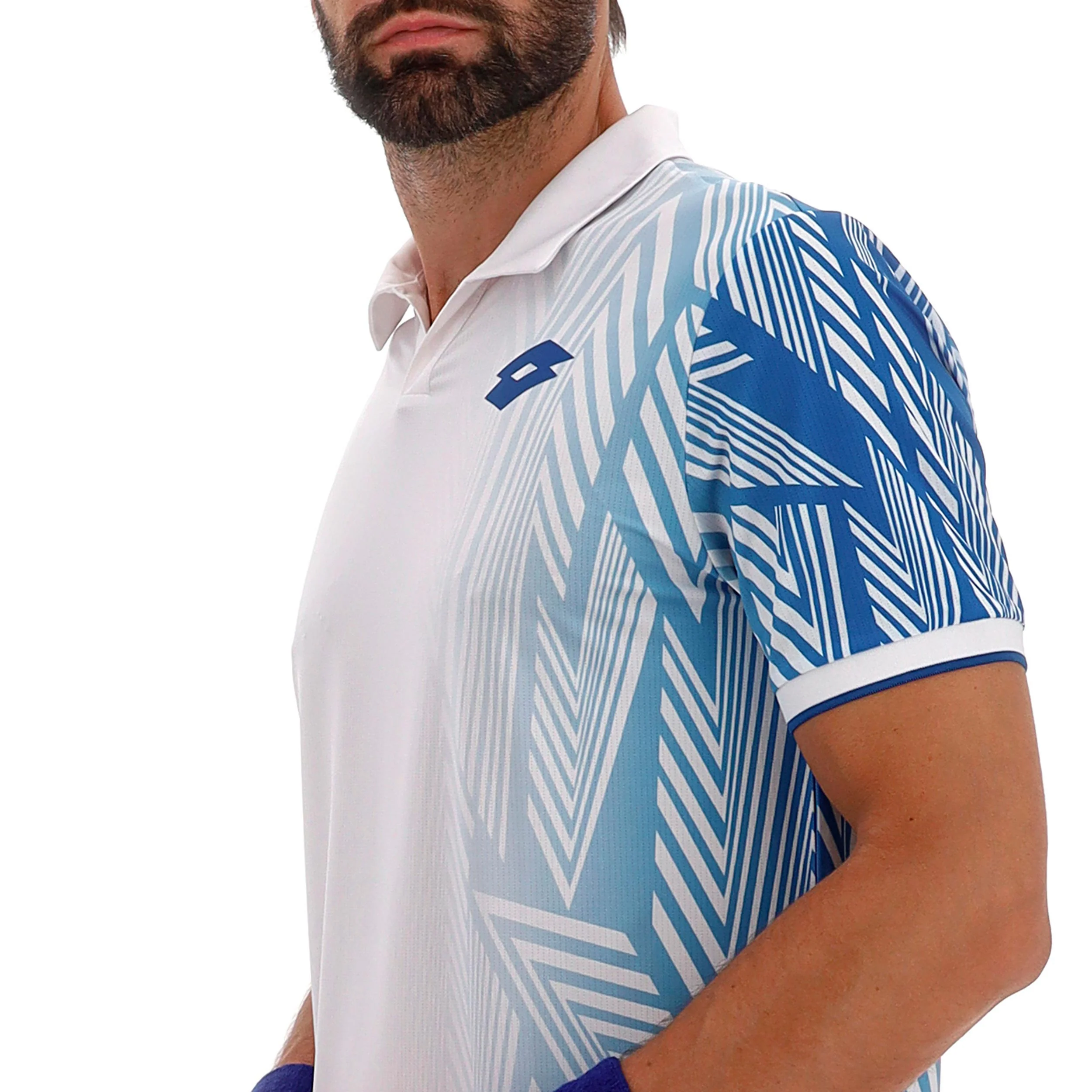 Tech VI Polo Herren - weiß, hellblau - Image 3