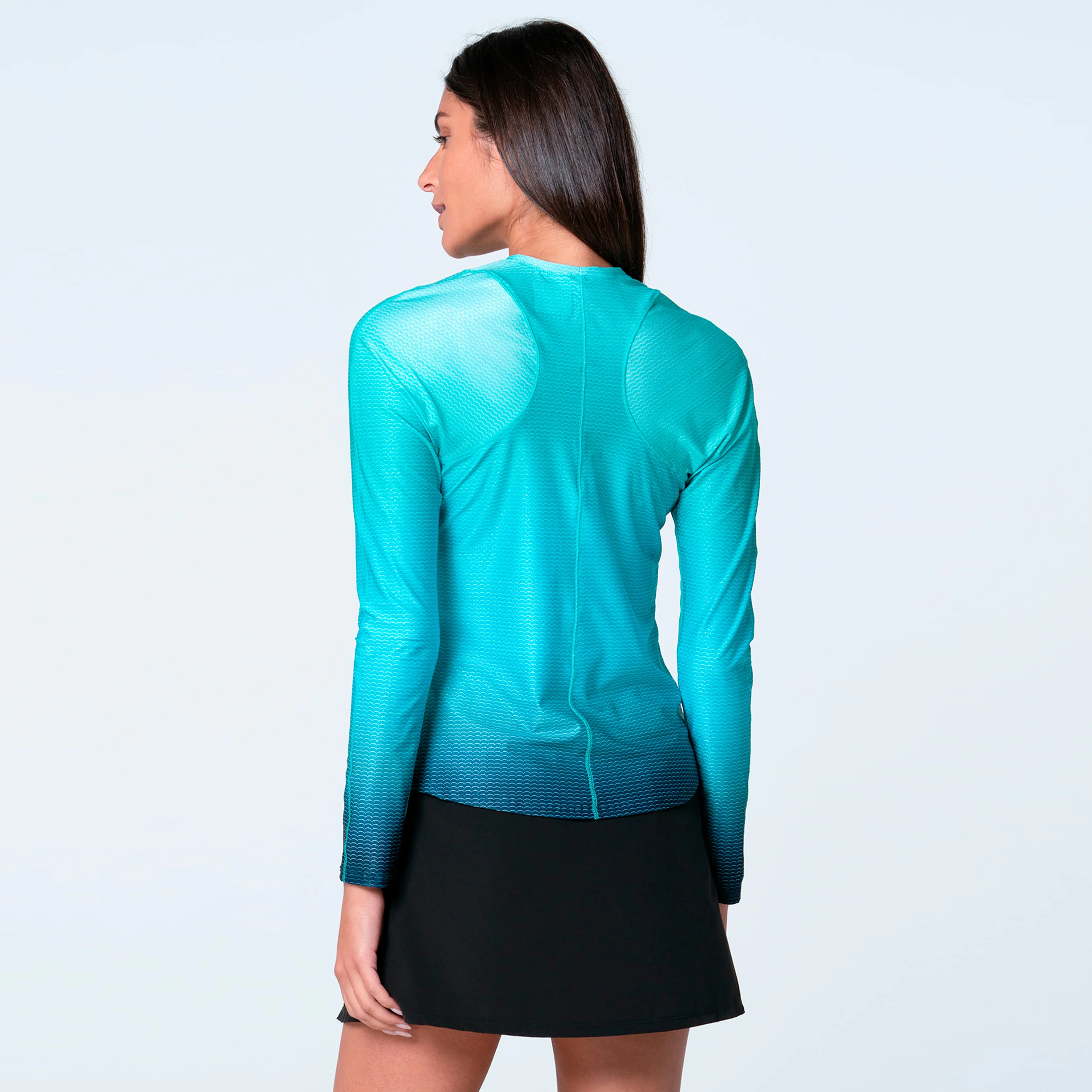 Linen Nouveau Intuition Longsleeve Damen - türkis, dunkelblau - Image 2