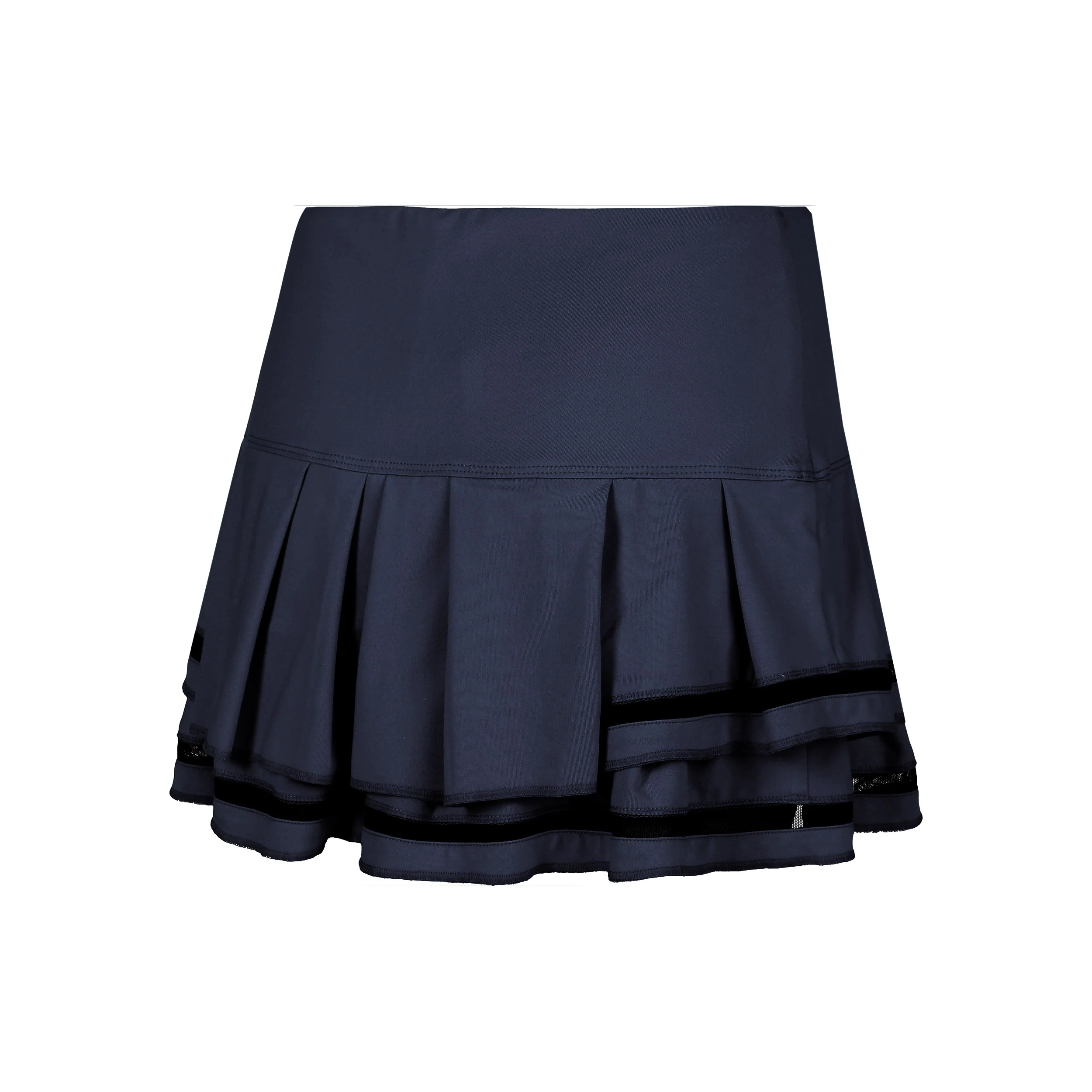 Long Pleat Tier Rock Damen-Schwarz,Blau - Image 2