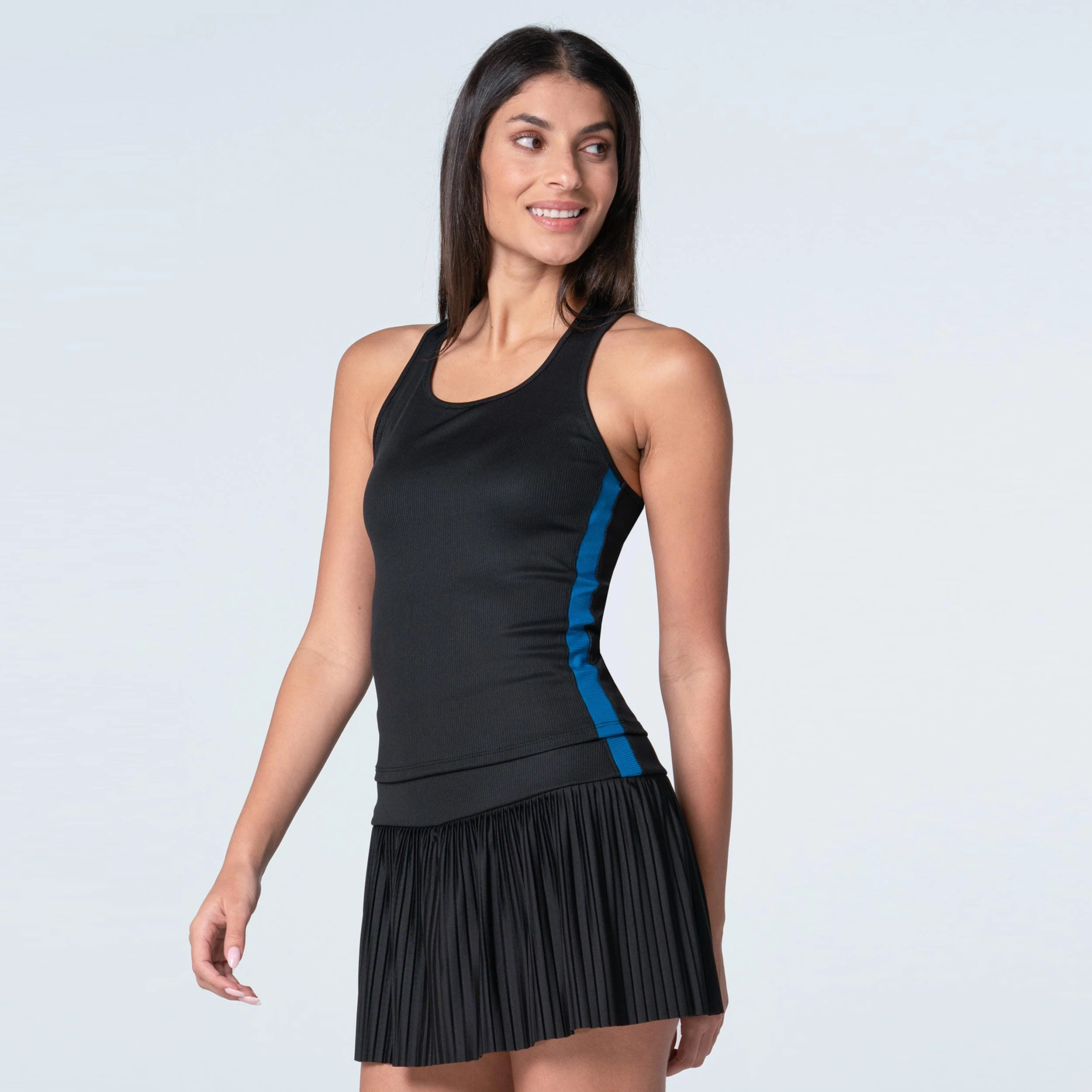 Racer Rib Tank-Top Damen-Schwarz