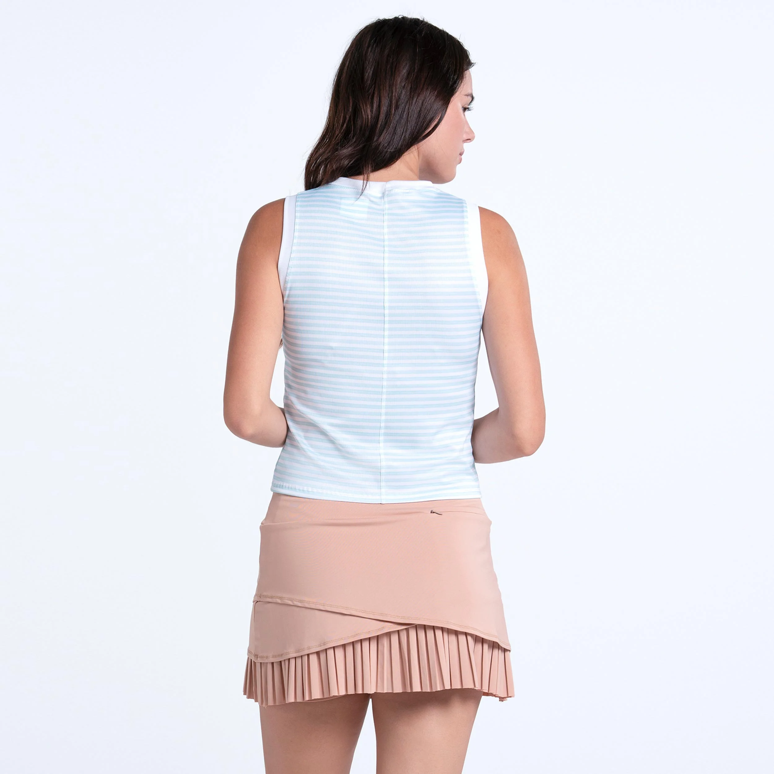 Weave Stripe Muscle Tank-Top Damen - hellblau, apricot - Image 2