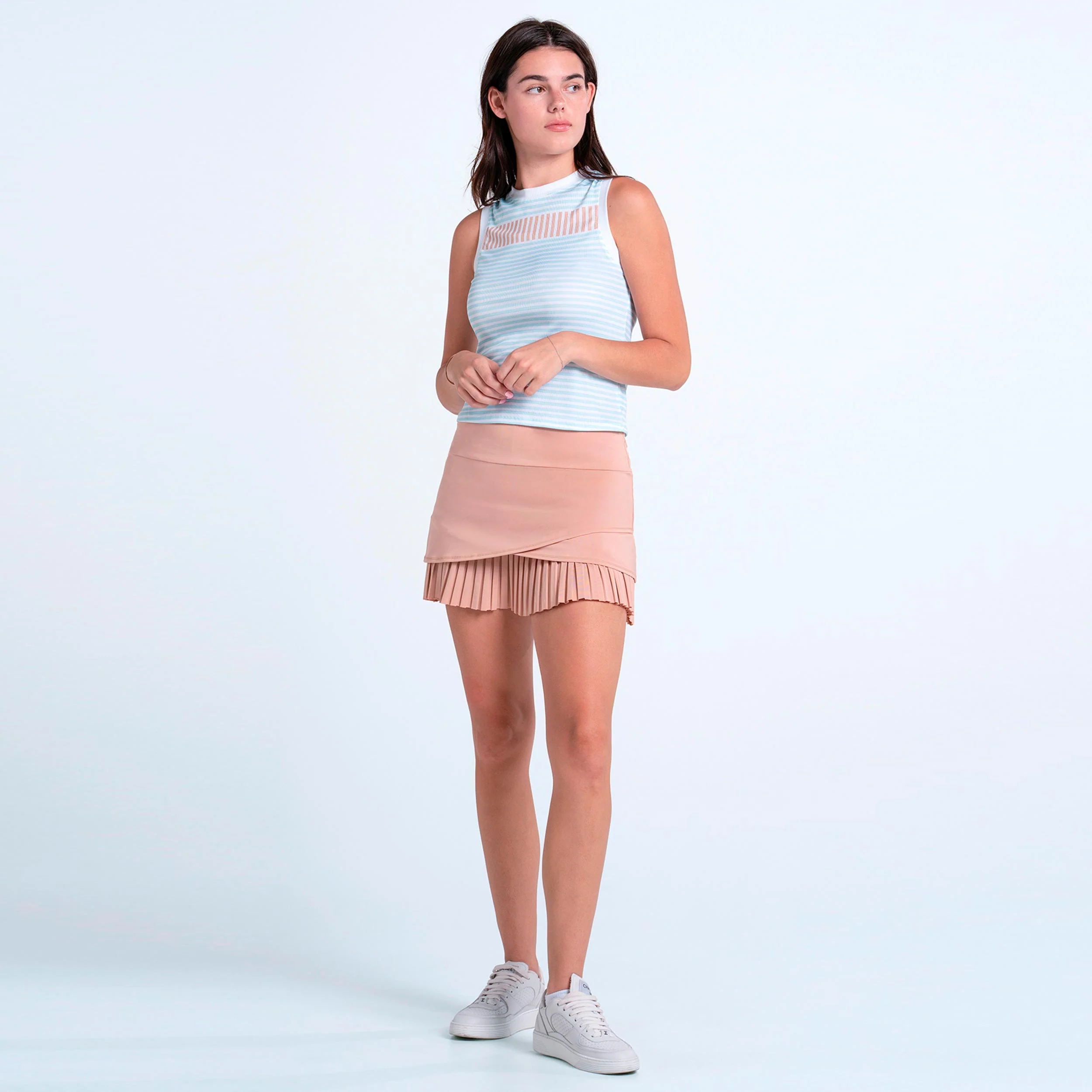 Weave Stripe Muscle Tank-Top Damen - hellblau, apricot - Image 5