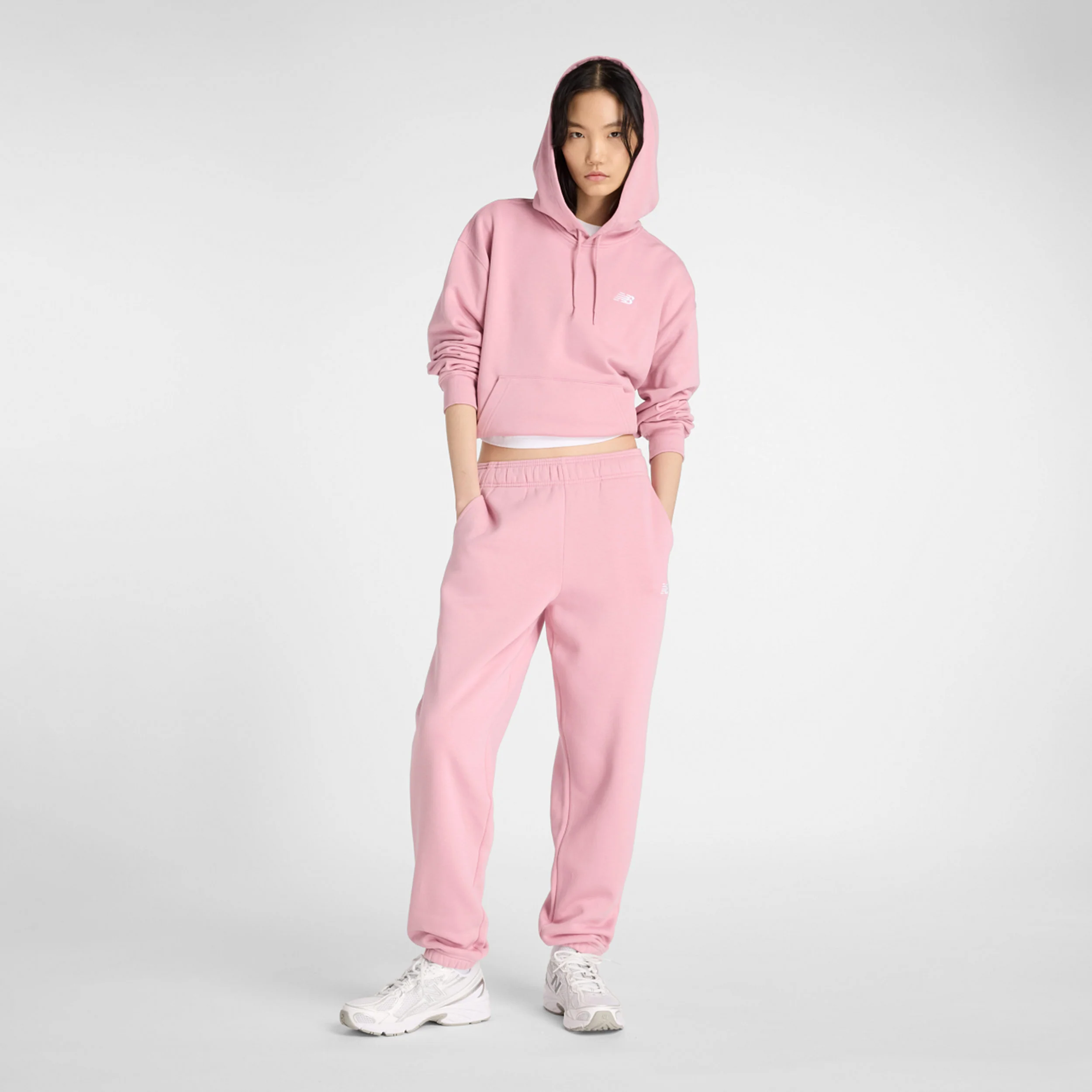 Essentials French Terry Hoody Damen-Rosa - Image 6