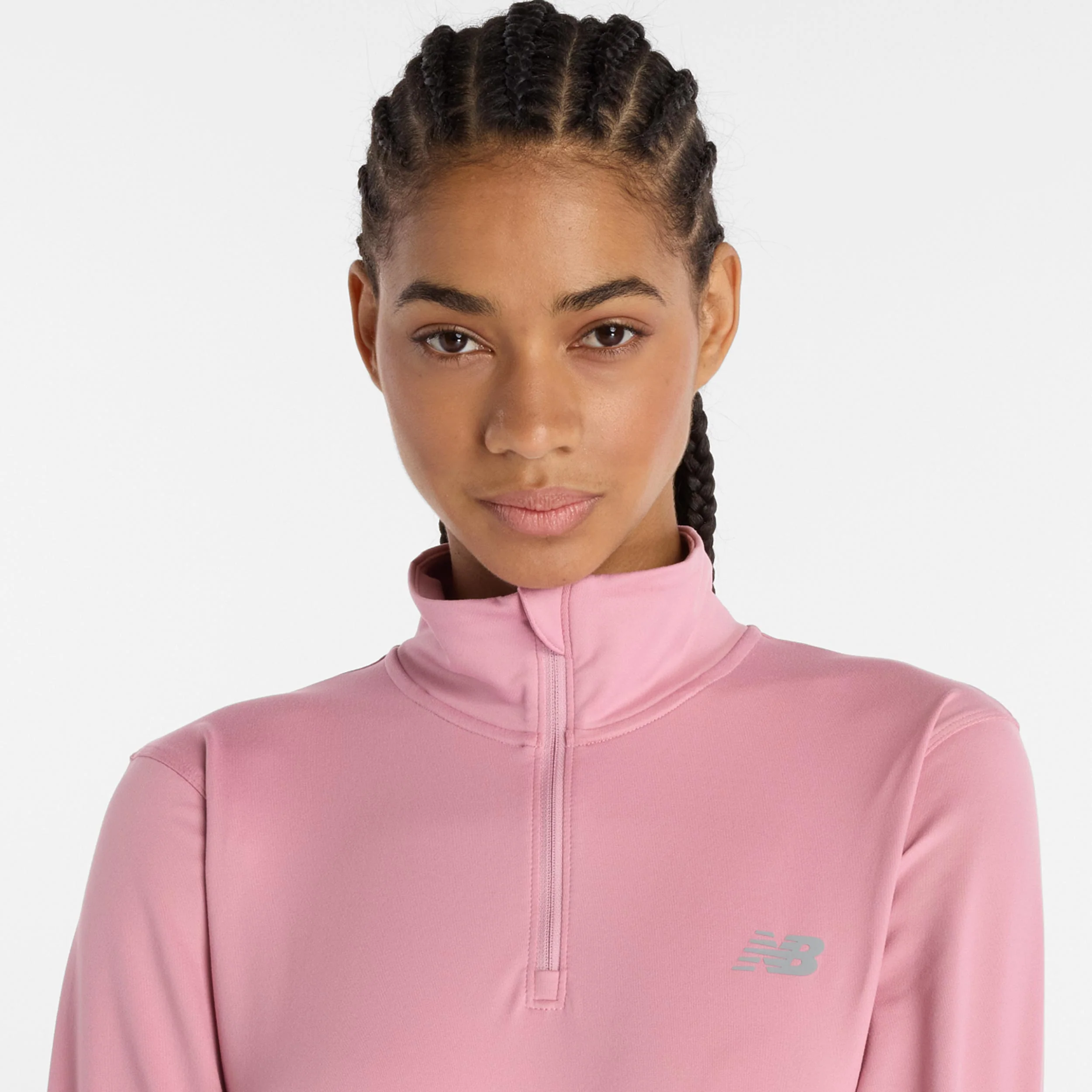 Essentials Space Dye Quarter Zip Longsleeve Damen-pink - Image 4