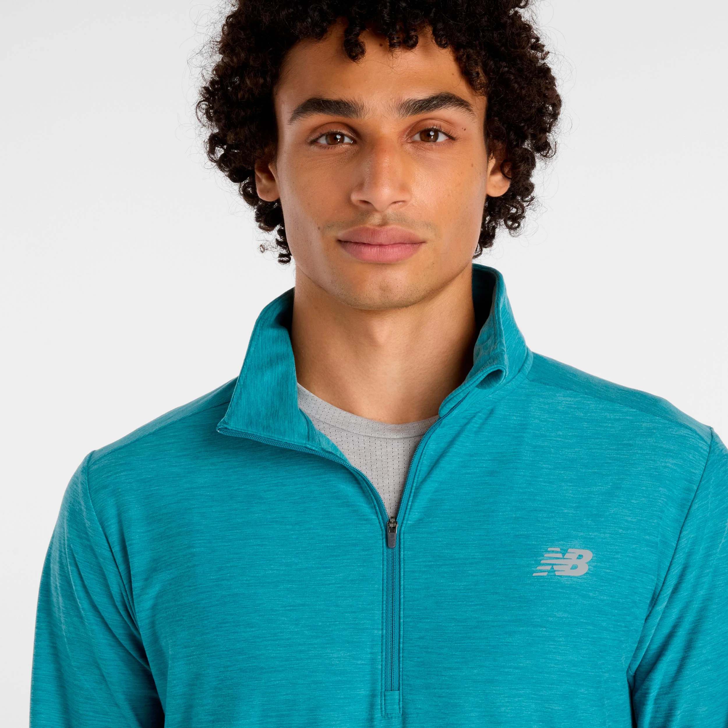 Space Dye 1/4 Zip Longsleeve Herren - türkis - Image 4