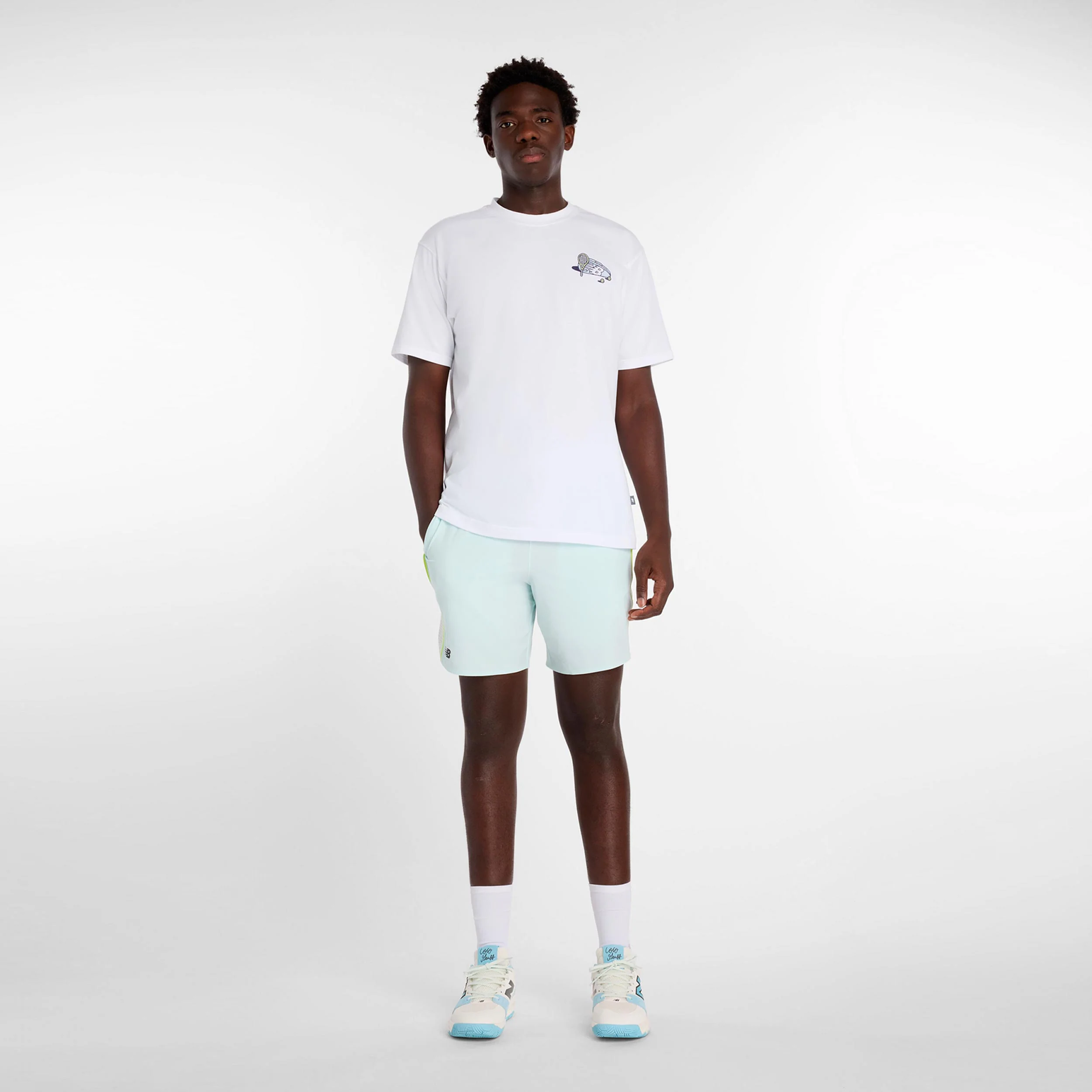 Tennis Graphic T Shirt T-Shirt Herren-weiß, schwarz - Image 6