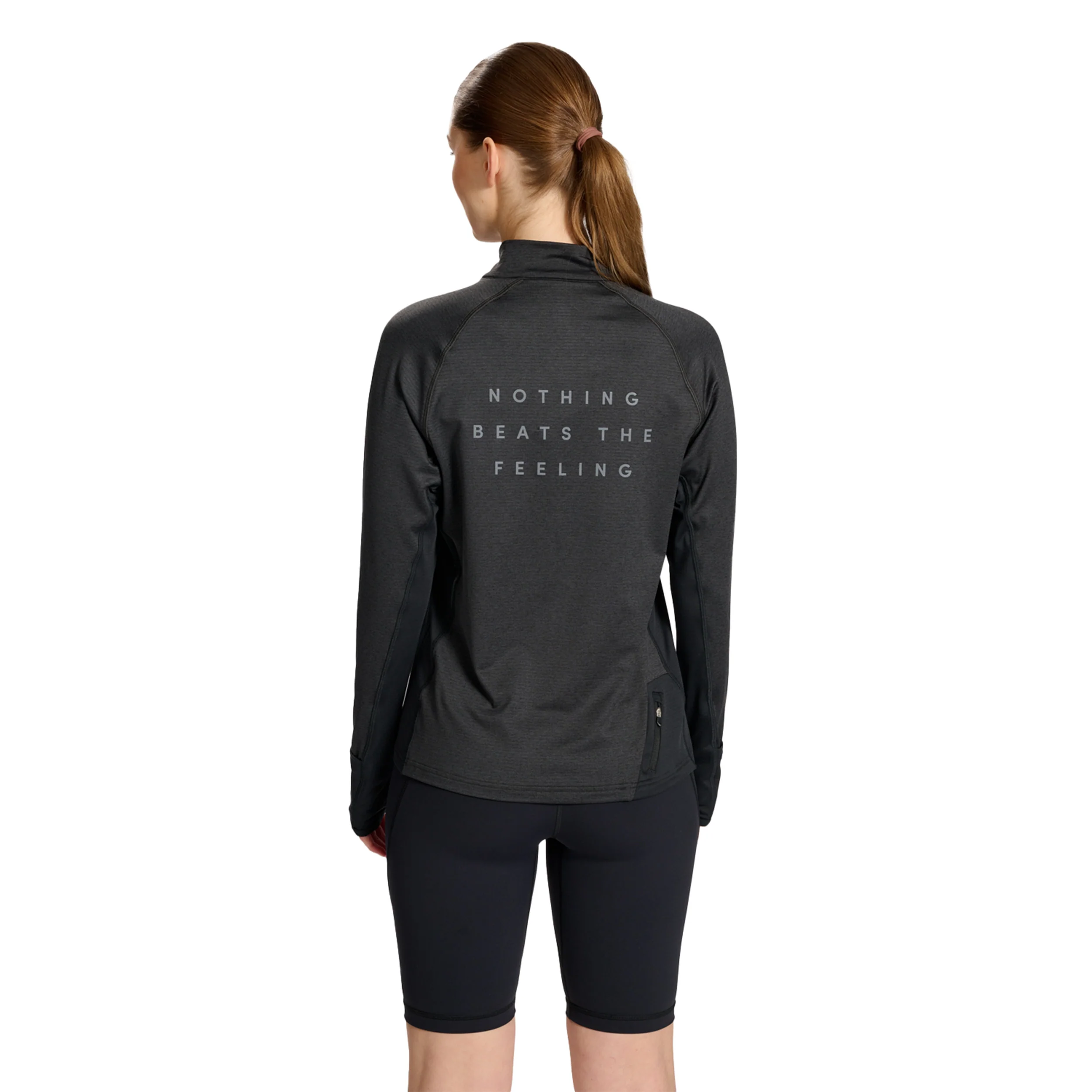 Mesa Half-Zip Lauftop Damen-Schwarz - Image 6