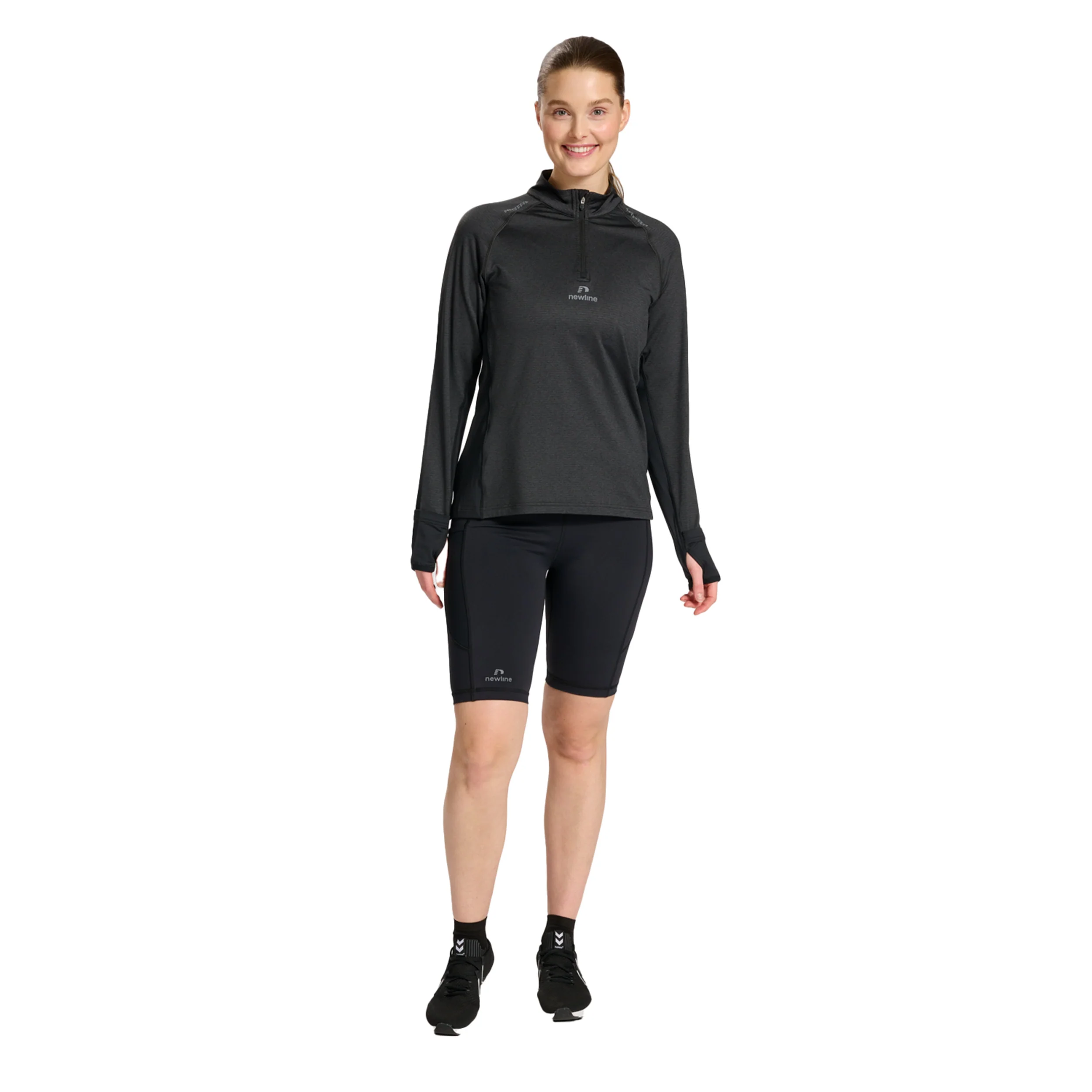 Mesa Half-Zip Lauftop Damen-Schwarz - Image 7