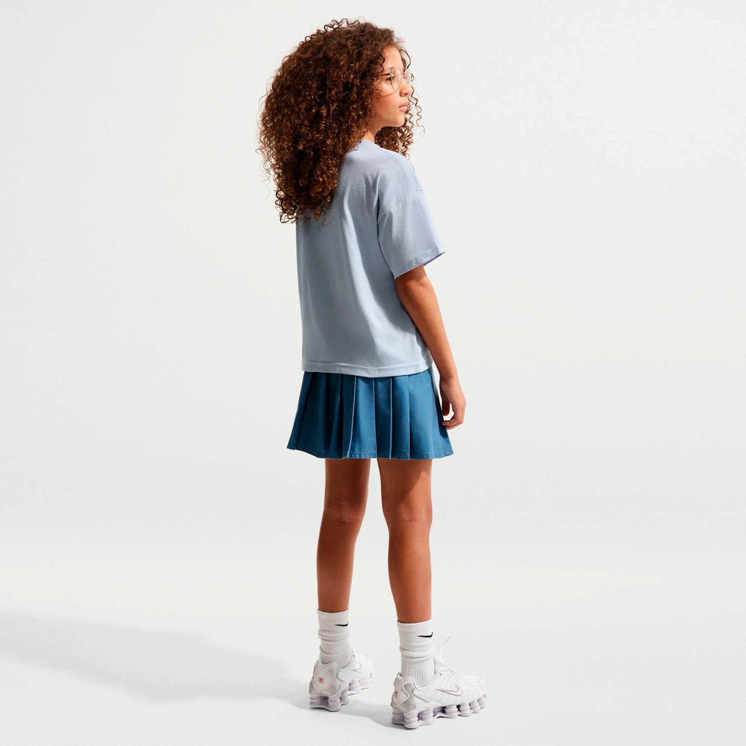 Boxy Essential T-Shirt Kinder-blaugrau, weiß - Image 3