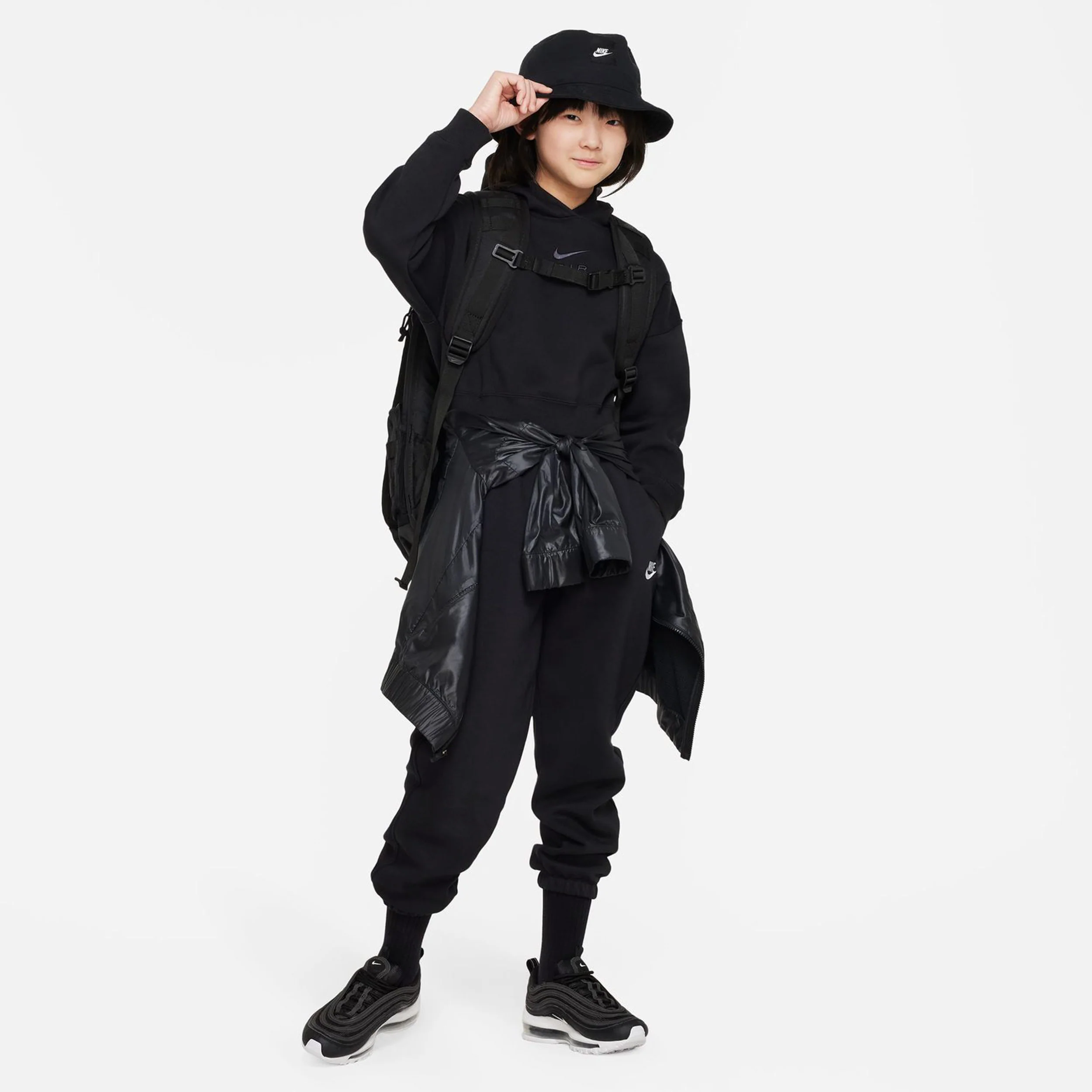 Club Fleece Loose Trainingshose Mädchen-Schwarz,Weiß - Image 6