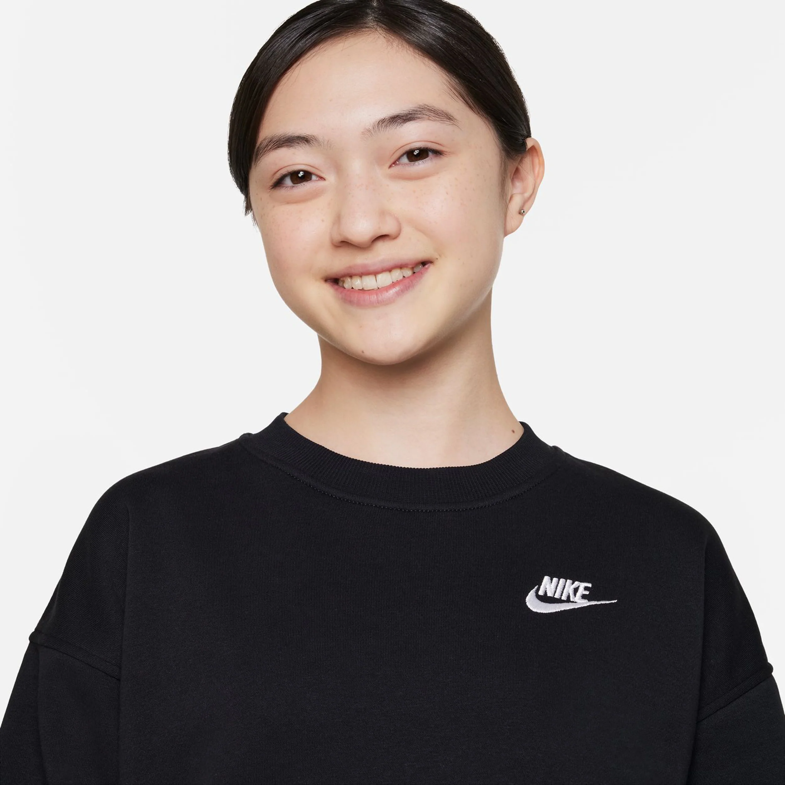 Club Fleece Oversized Crew Sweatshirt Mädchen-Schwarz - Image 6