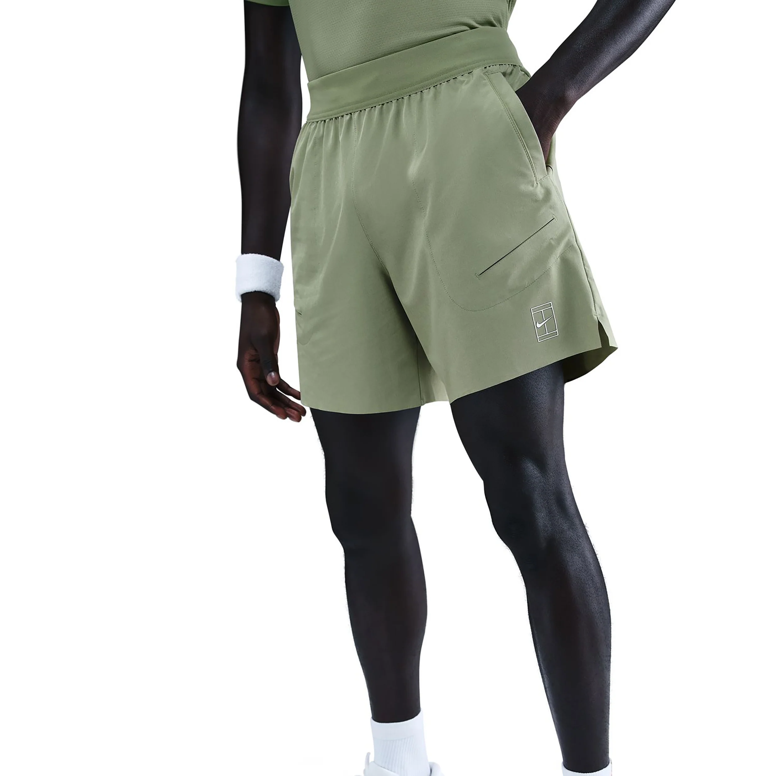 Court Dri-FIT Advantage 6in Shorts Herren - oliv, weiß - Image 3