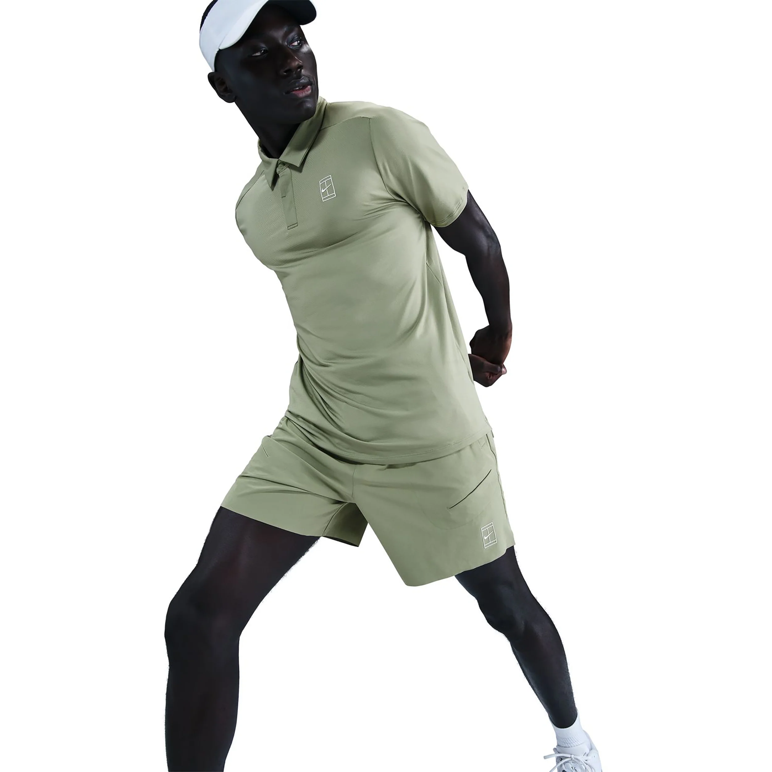 Court Dri-FIT Advantage 6in Shorts Herren - oliv, weiß - Image 5