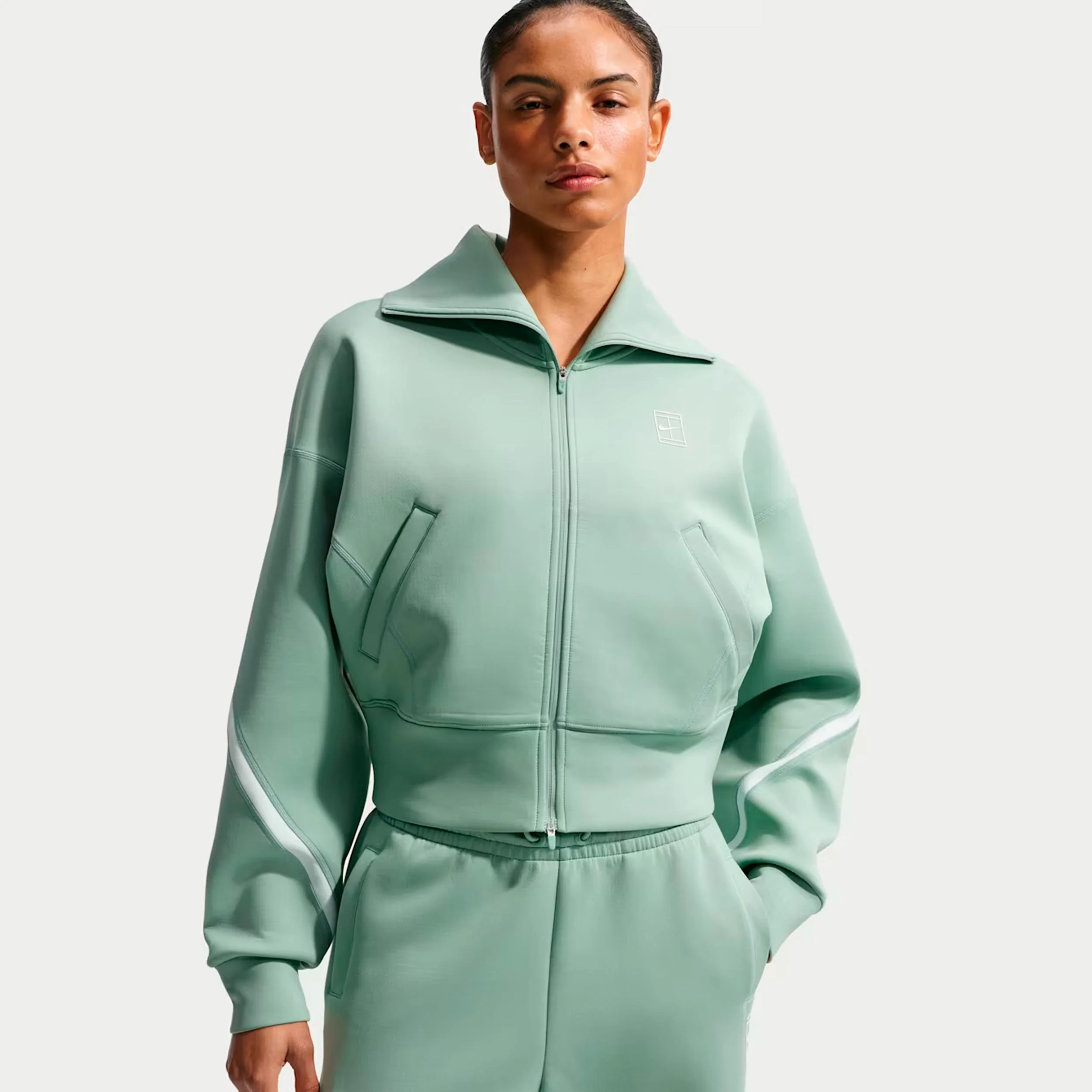 Court Dri-Fit Advantage Trainingsjacke Damen - graugrün, weiß