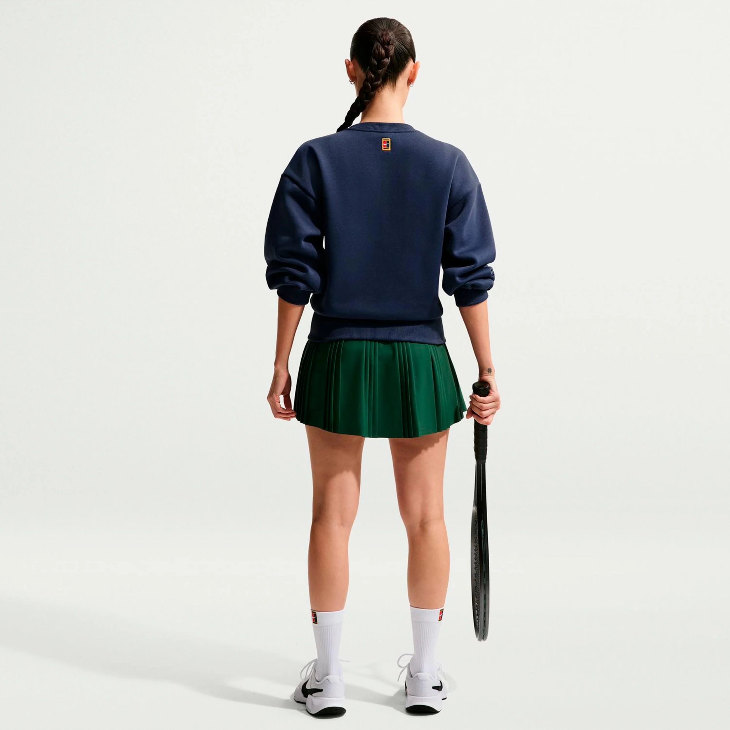 Court Fleece Crew Sweatshirt Damen-dunkelblau, creme - Image 3