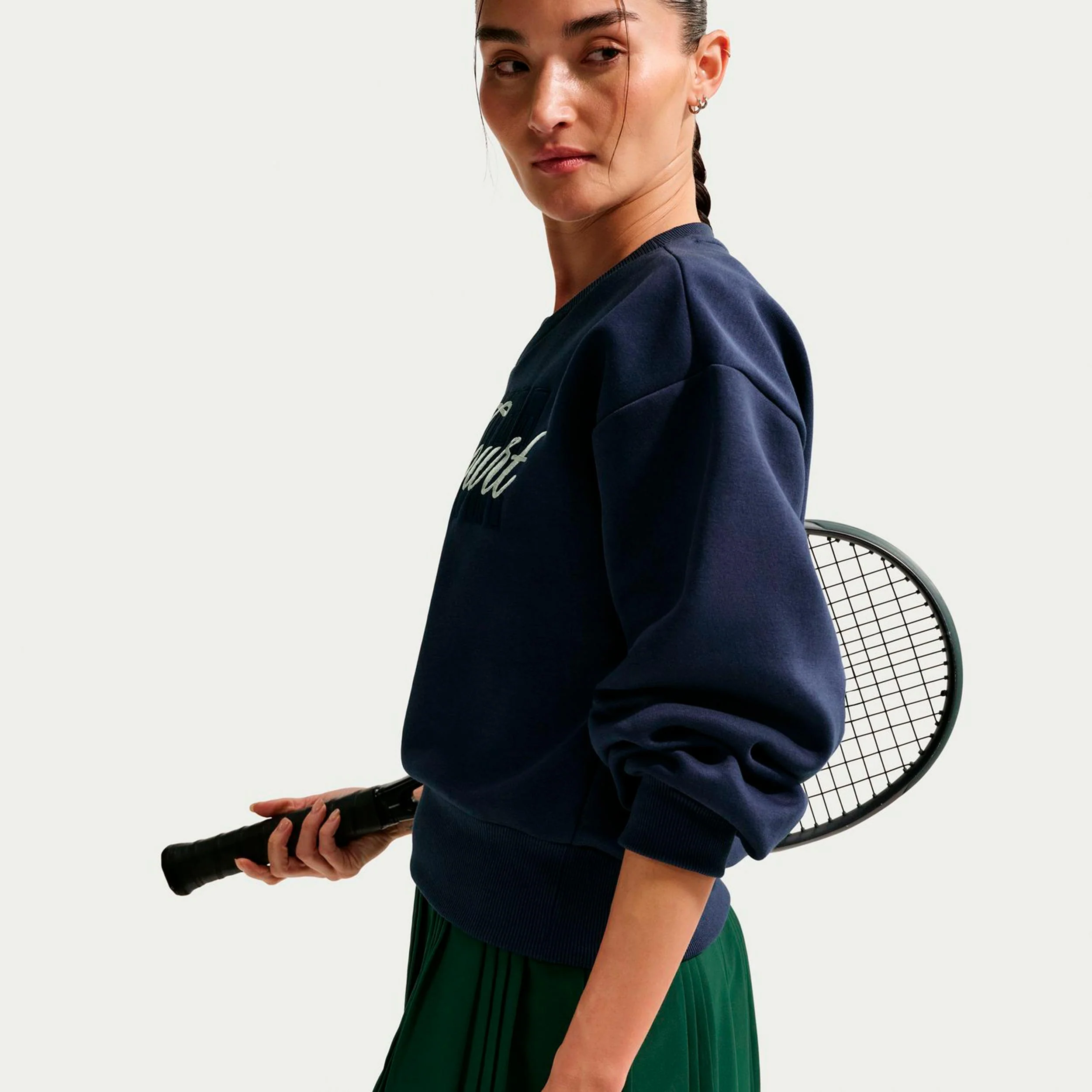 Court Fleece Crew Sweatshirt Damen-dunkelblau, creme - Image 5
