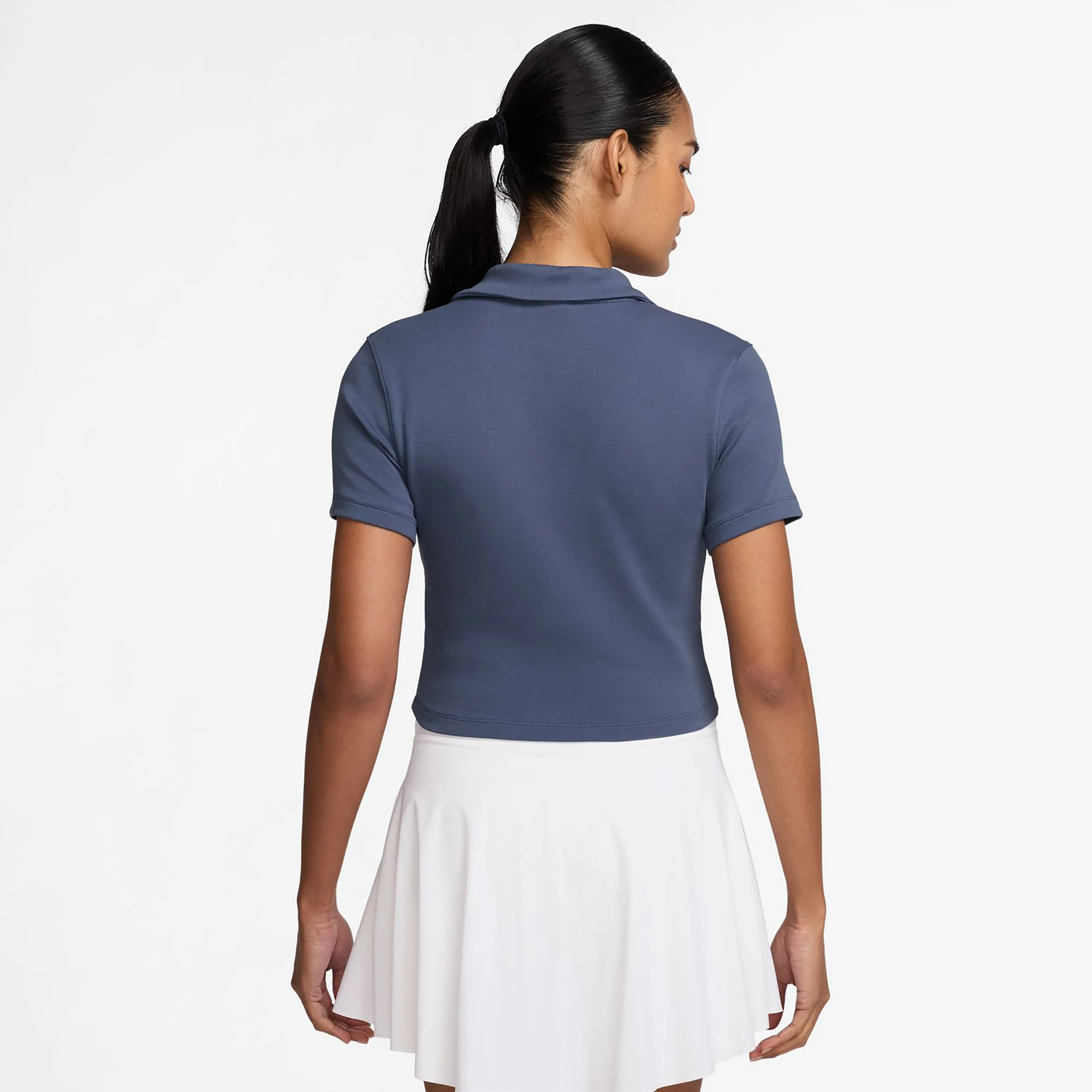 Court Heritage Crop Polo Damen-Blaugrau - Image 2