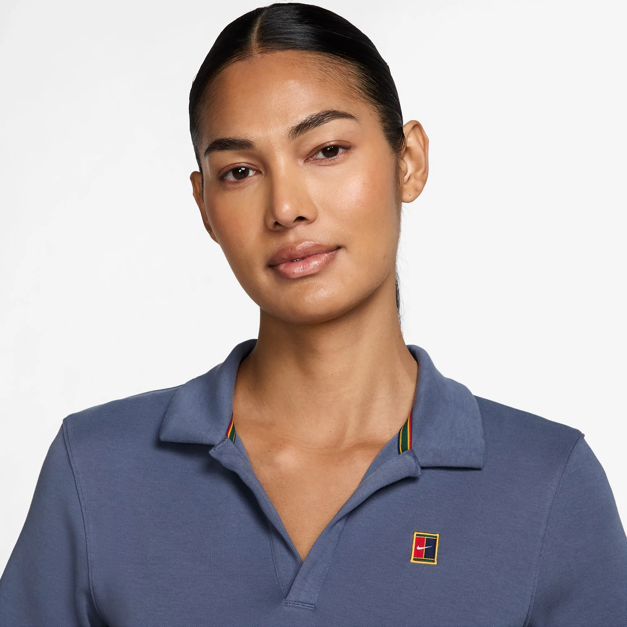 Court Heritage Crop Polo Damen-Blaugrau - Image 3