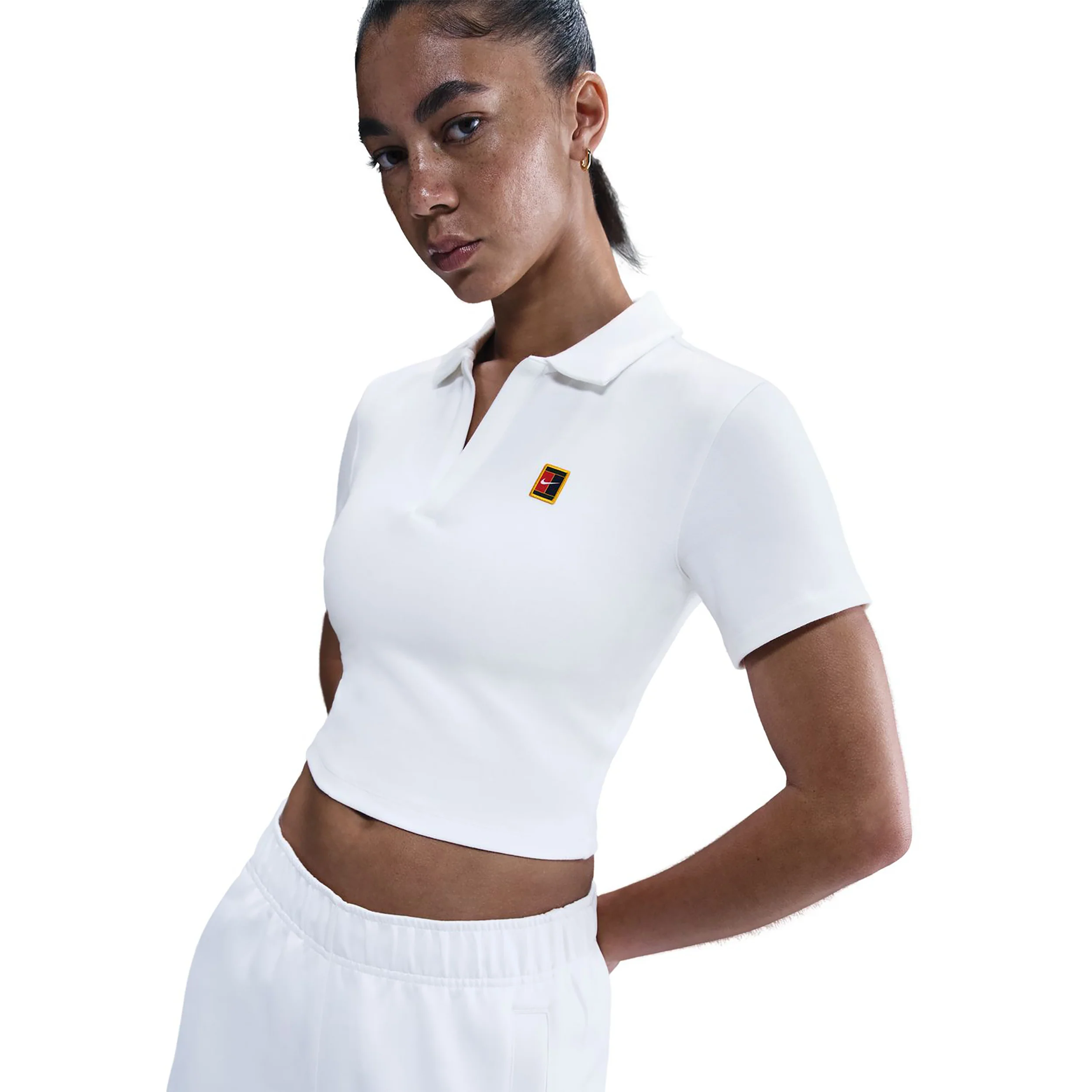 Court Heritage Crop Polo Damen-Weiß - Image 3