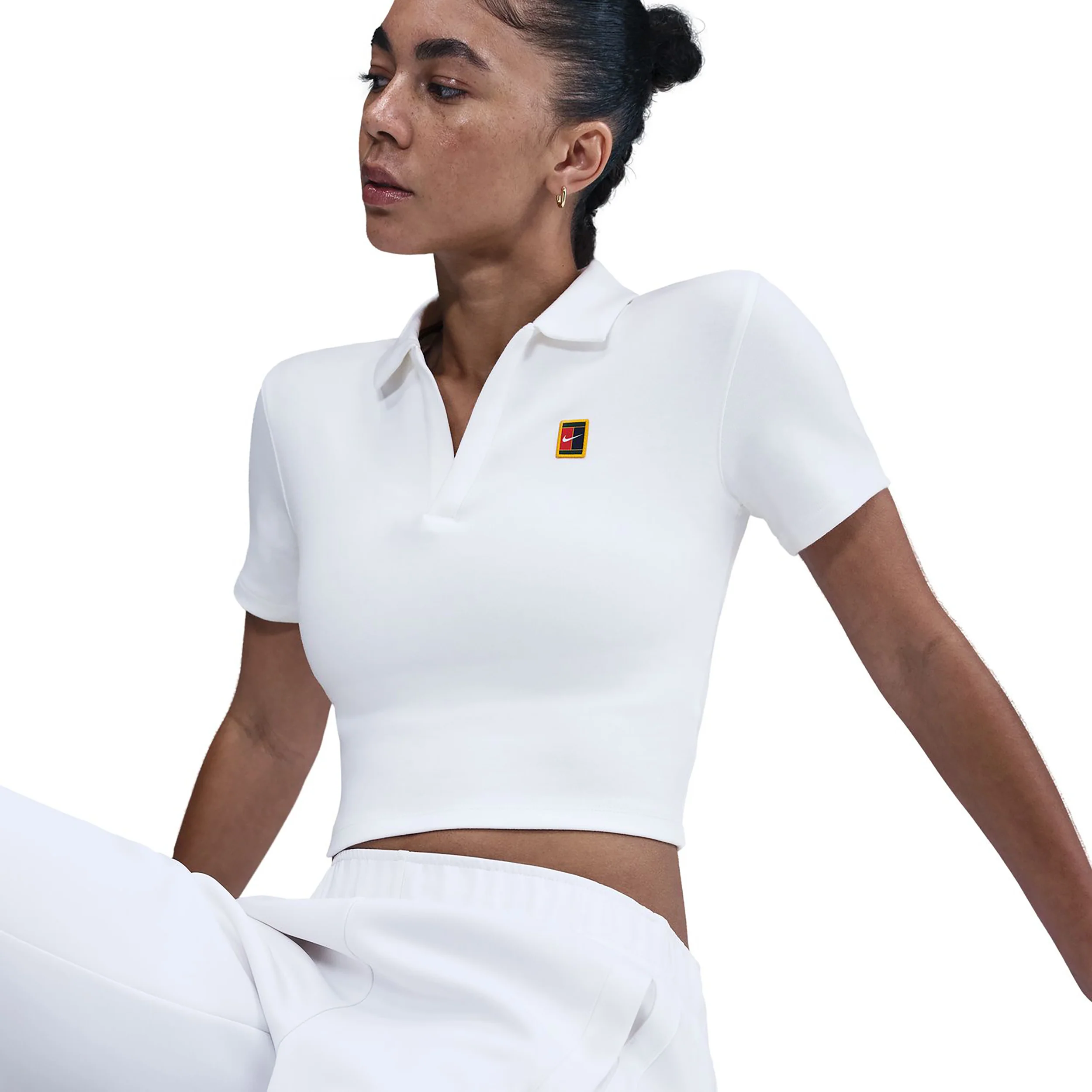 Court Heritage Crop Polo Damen-Weiß - Image 4