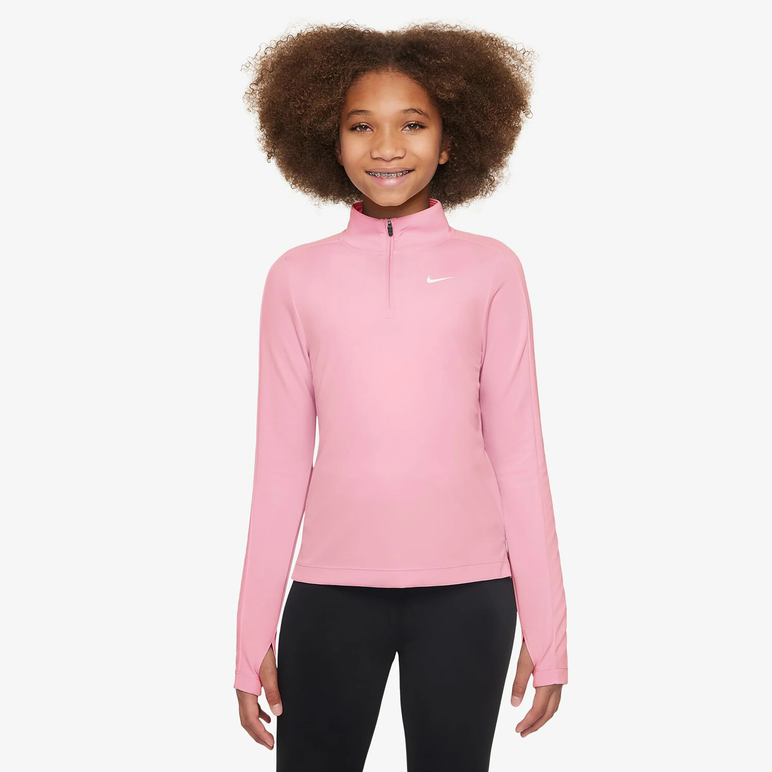 Dri-Fit Half-Zip Longsleeve MĂ€dchen-Rosa