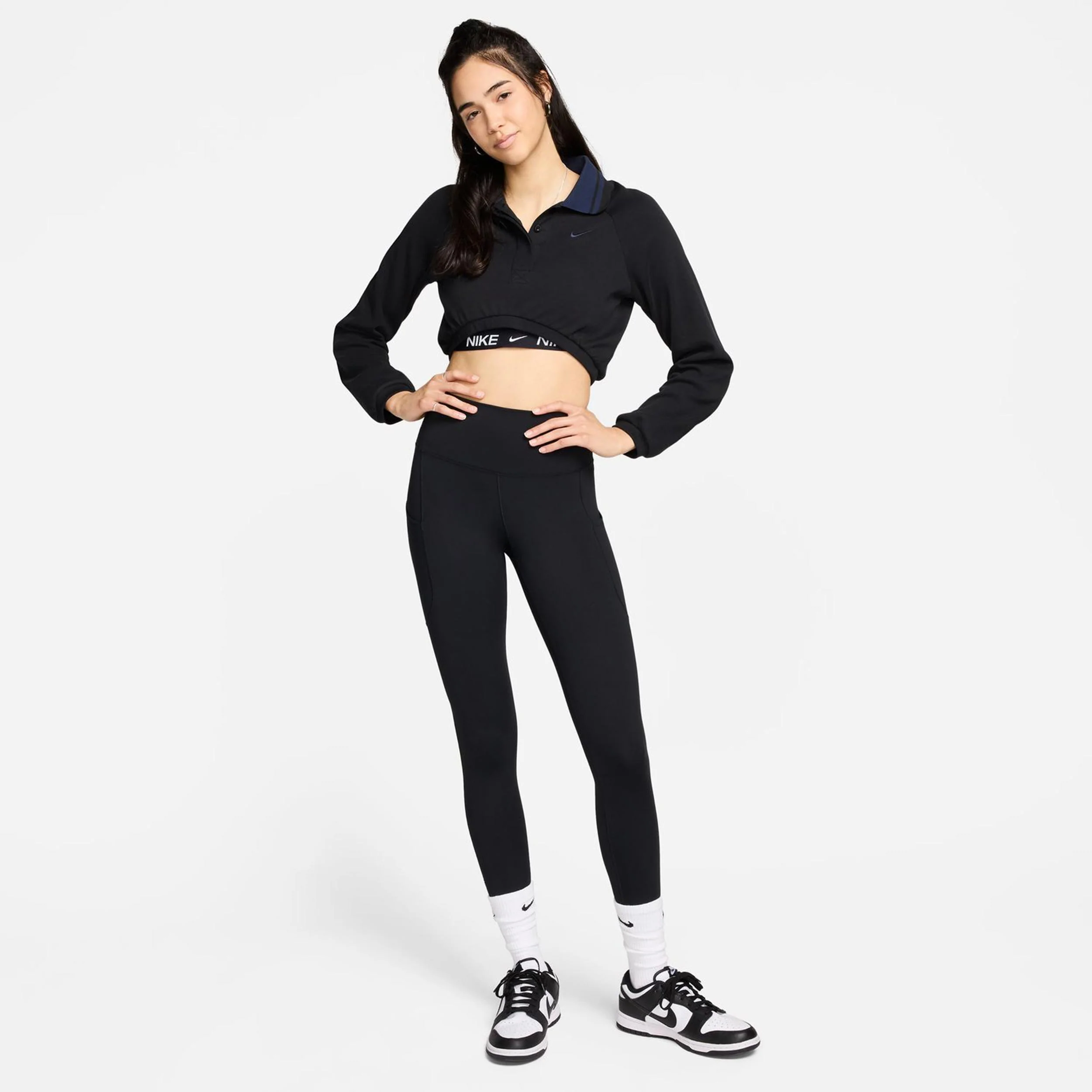 Dri-Fit One High-Waisted 7/8 Pocket Tight Damen-Schwarz - Image 7
