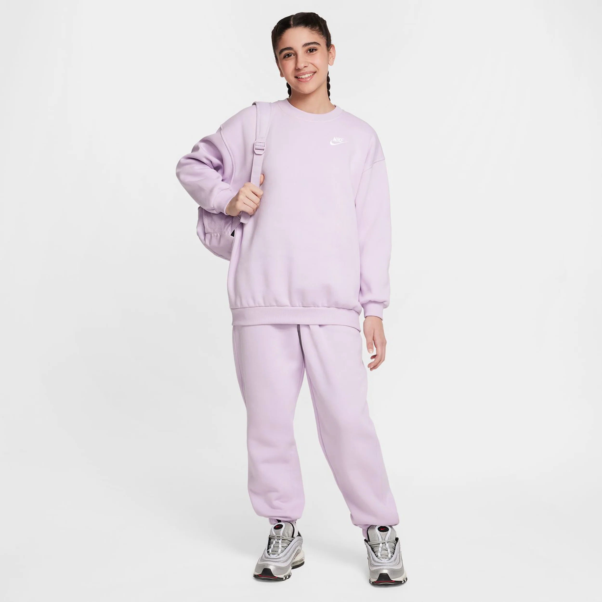 Sportswear Club Fleece Oversized Crew Sweatshirt MĂ€dchen-Flieder - Image 5
