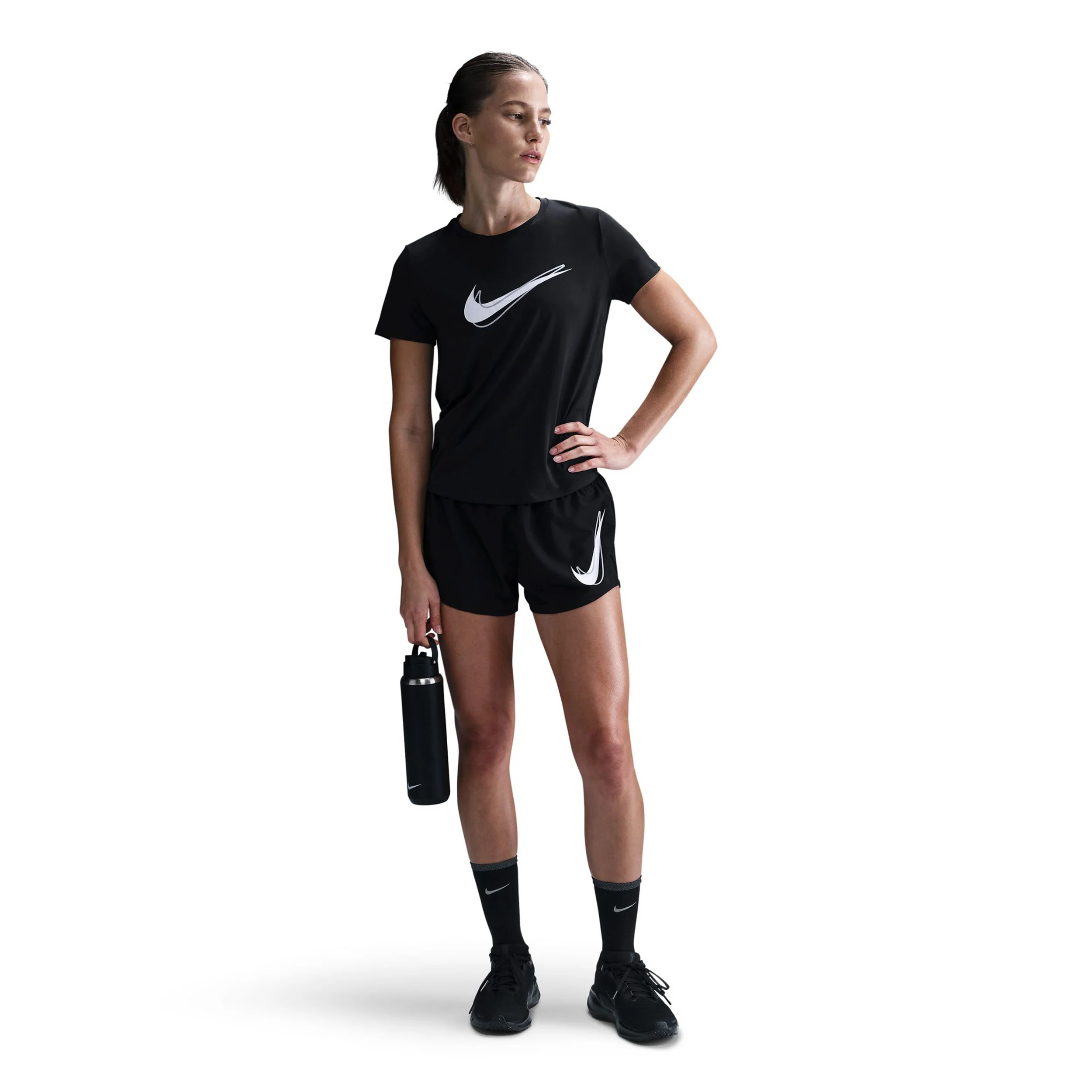 Swoosh Laufshirt Damen-Schwarz - Image 4