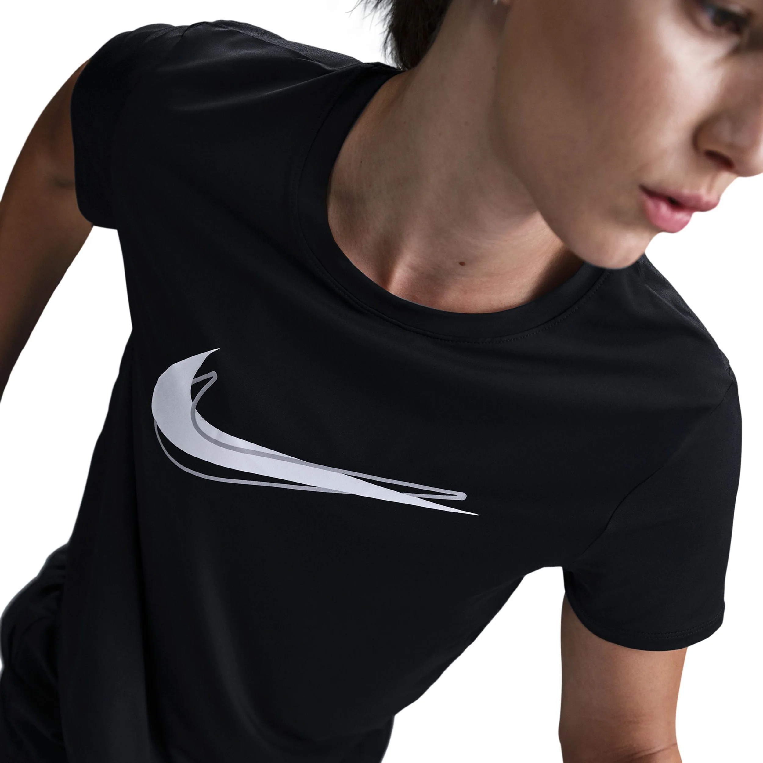 Swoosh Laufshirt Damen-Schwarz - Image 8