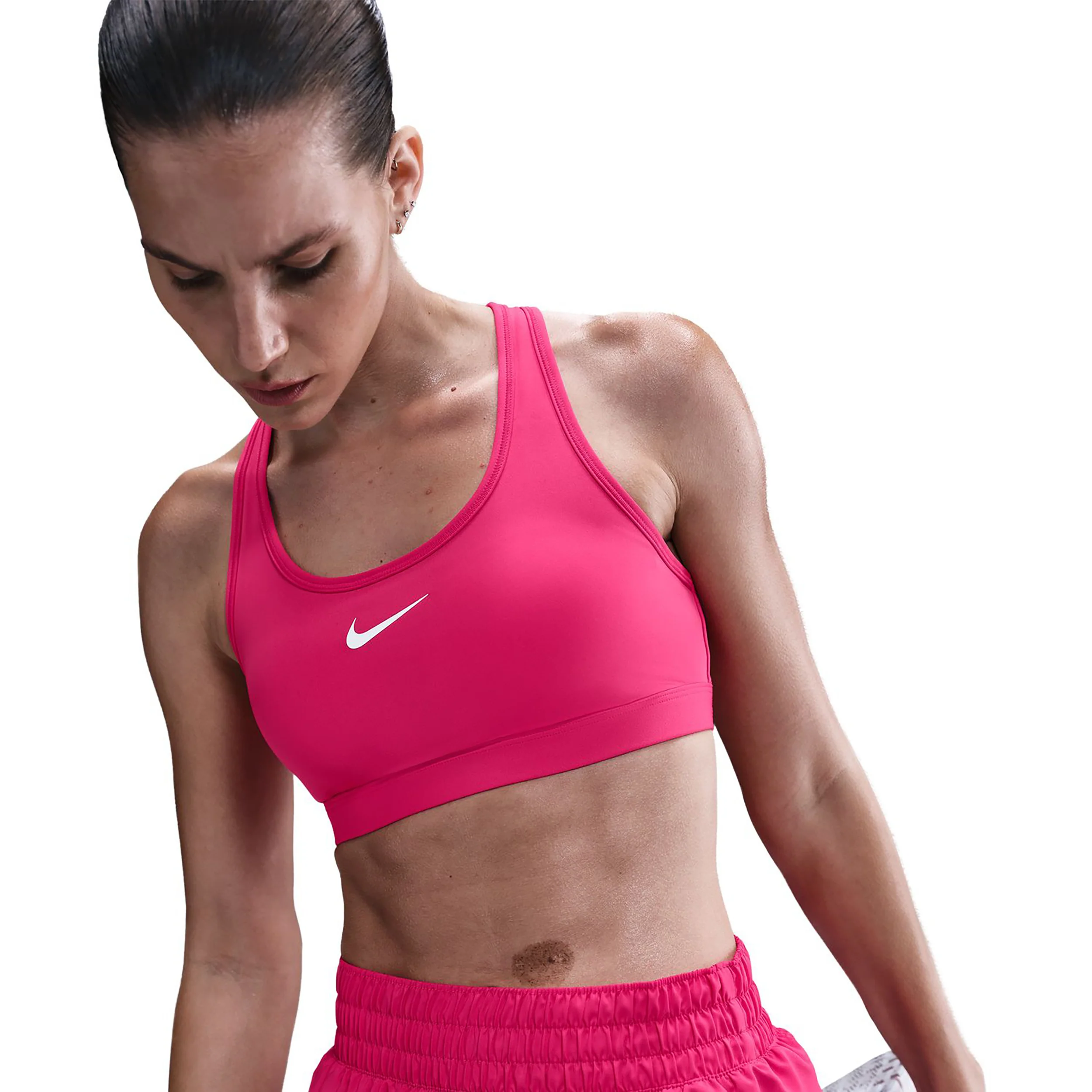 Swoosh Medium Sport-BH Damen - berry, weiß