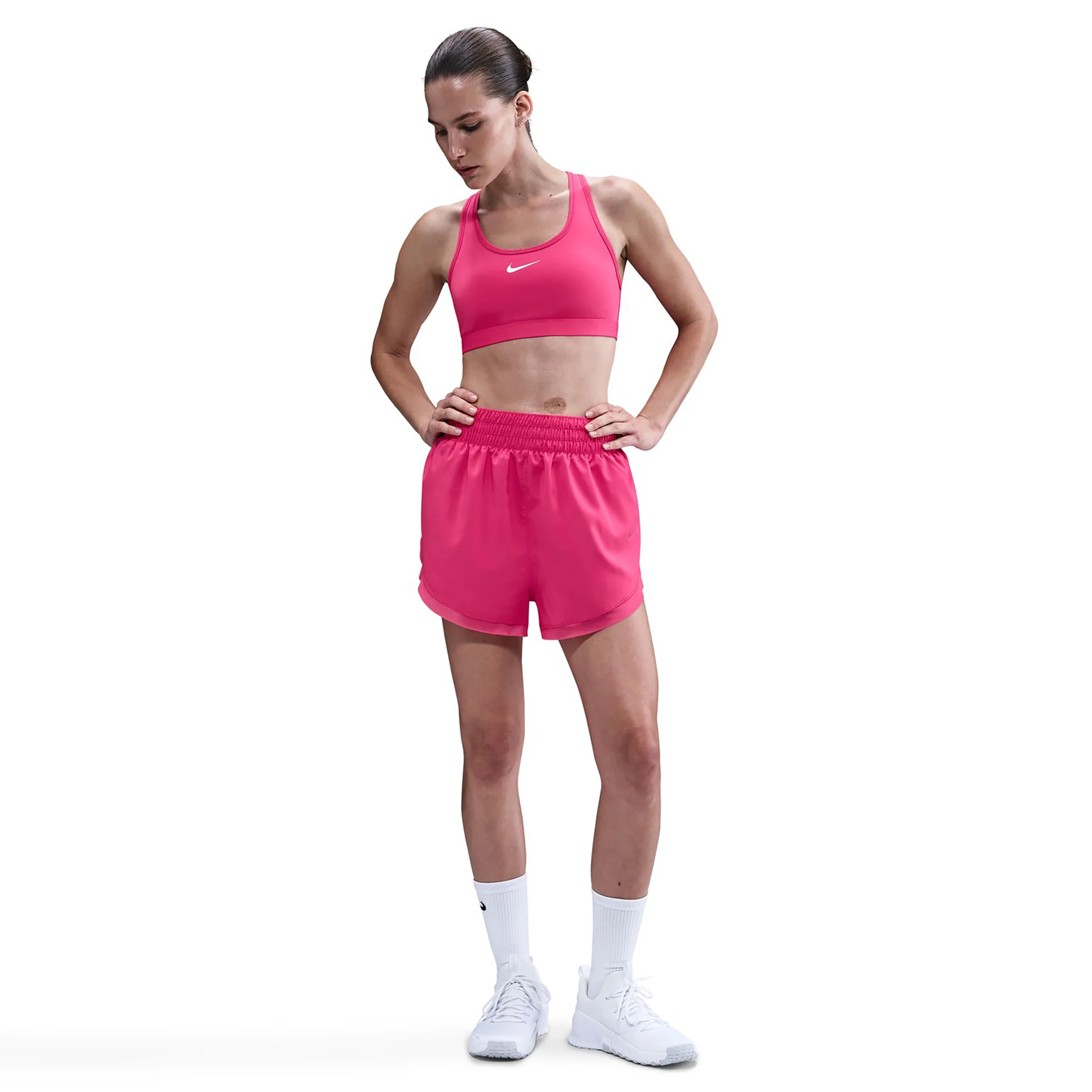 Swoosh Medium Sport-BH Damen - berry, weiß - Image 3