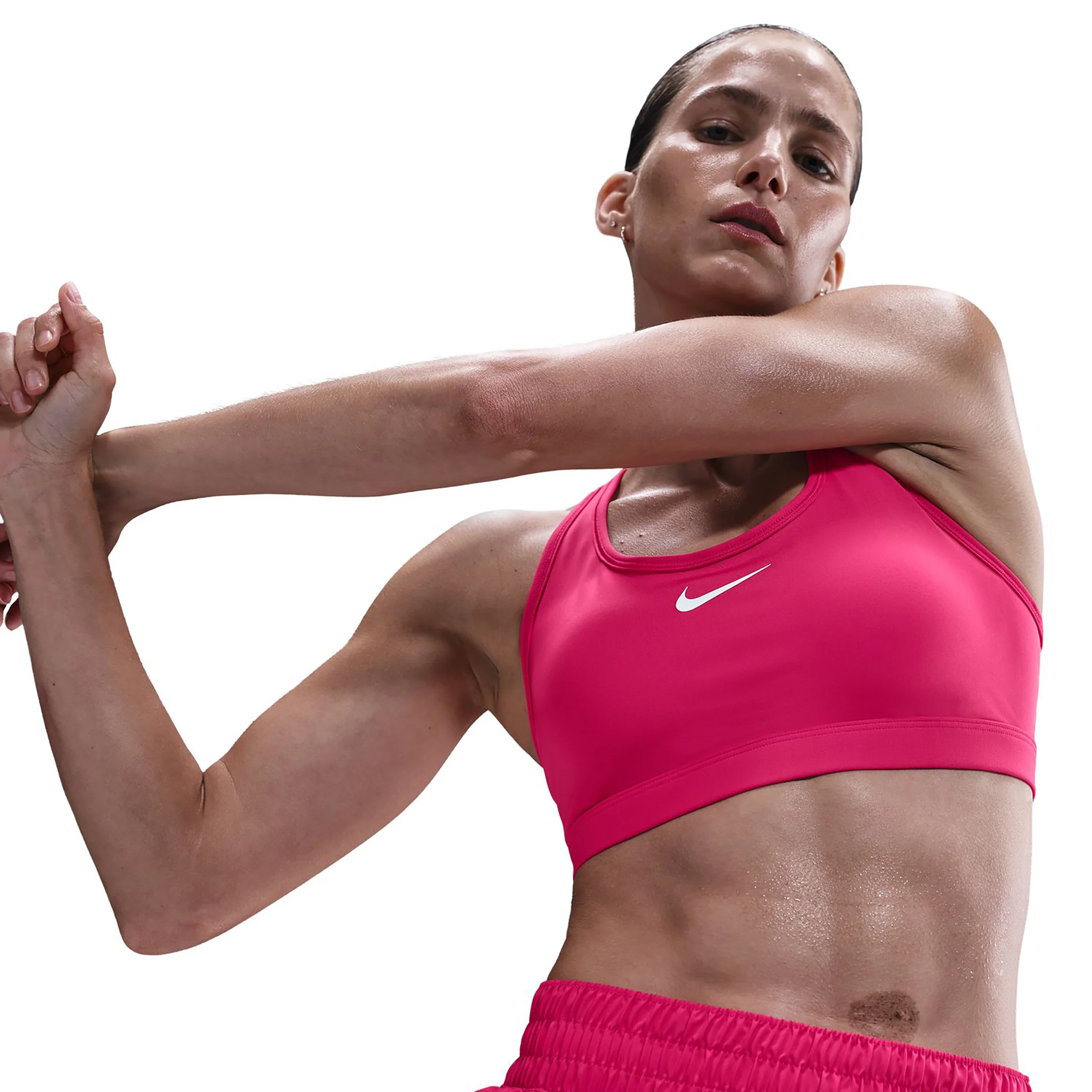 Swoosh Medium Sport-BH Damen - berry, weiß - Image 5