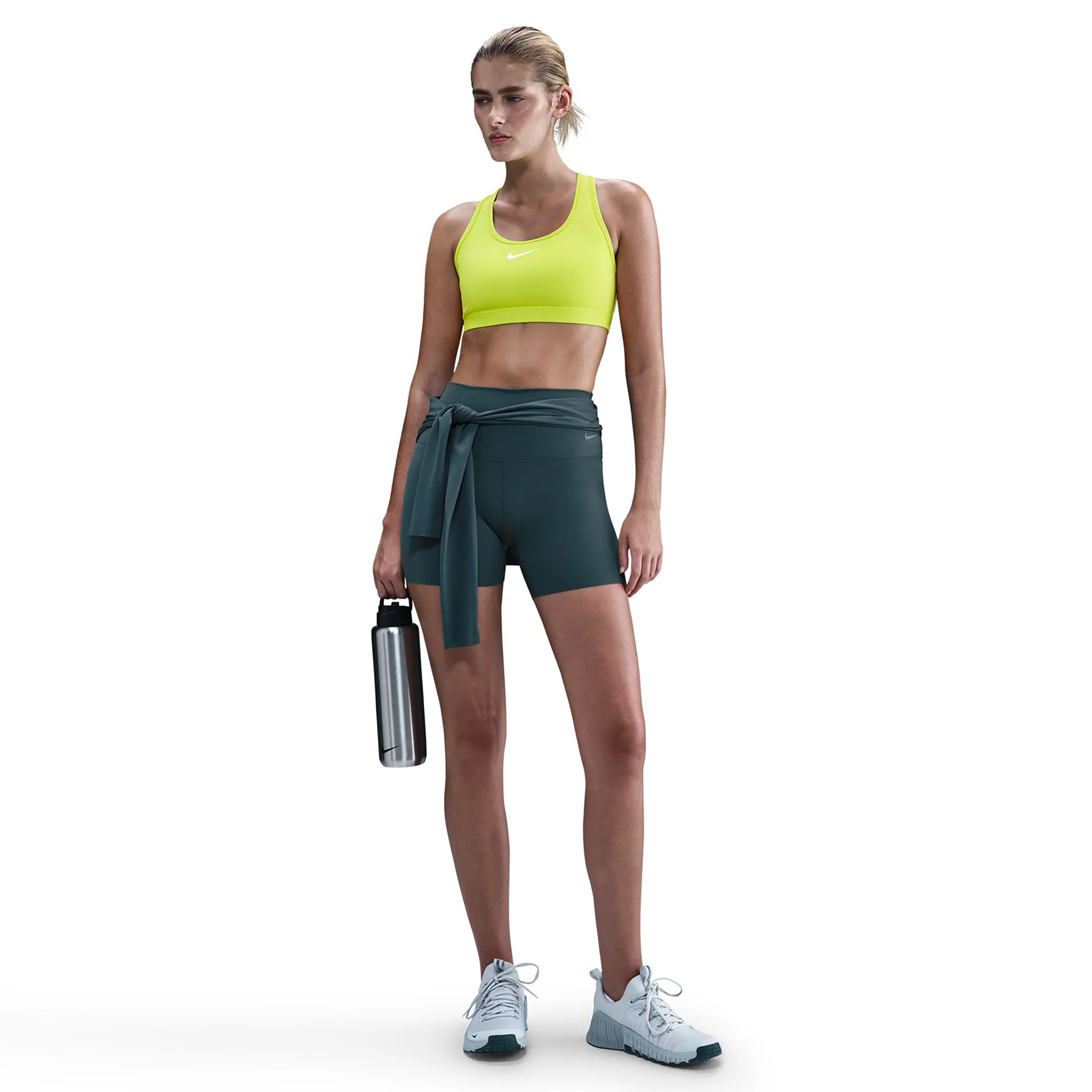 Swoosh Medium Sport-BH Damen - limette, weiß - Image 3