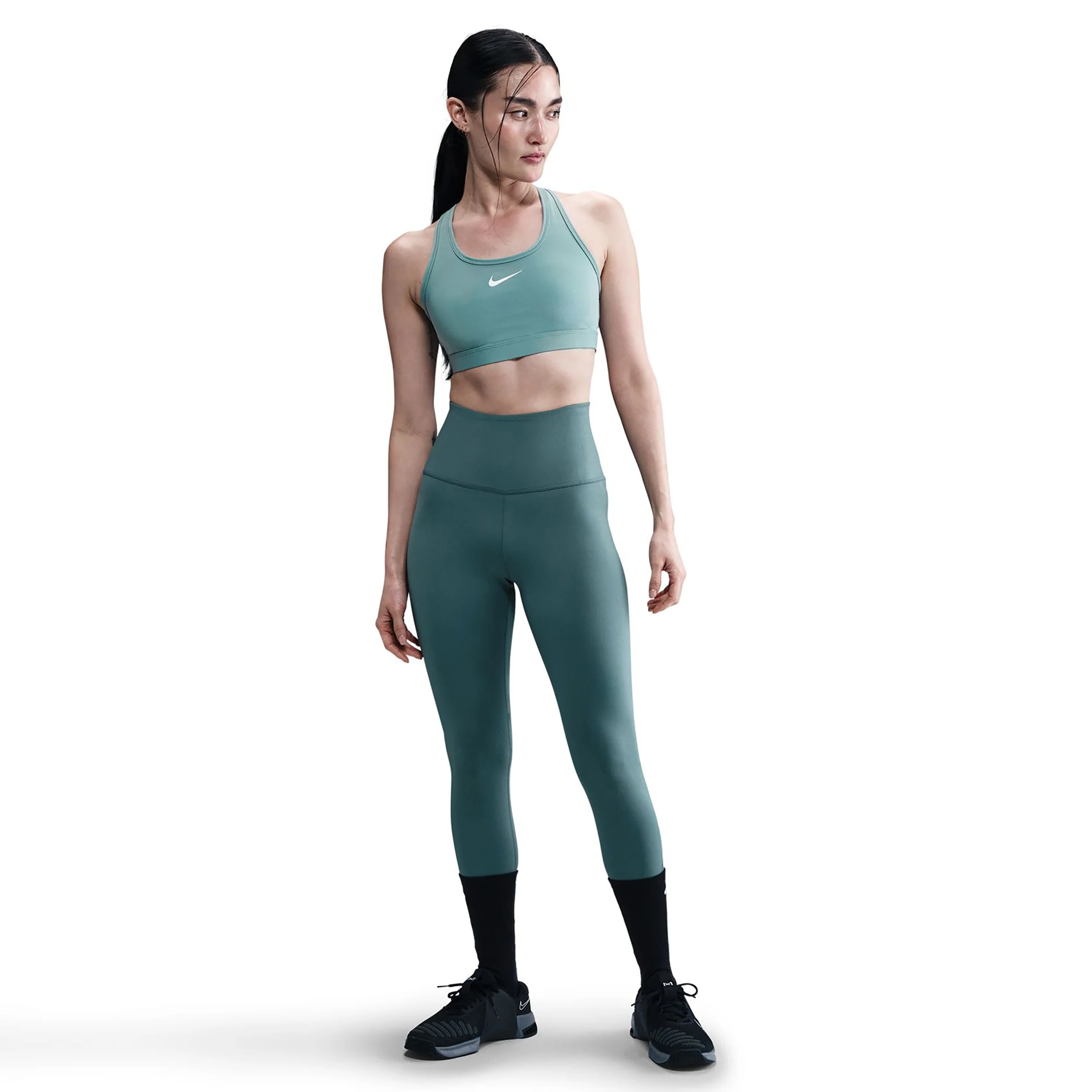 Swoosh Medium Support Sport-BH Damen-Salbei - Image 2